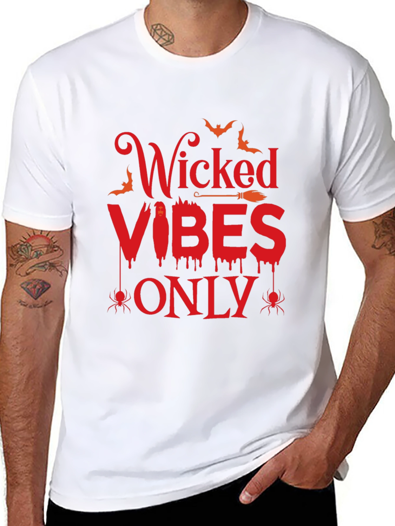 Black Wicked Vibes Only Halloween T-Shirt view 8