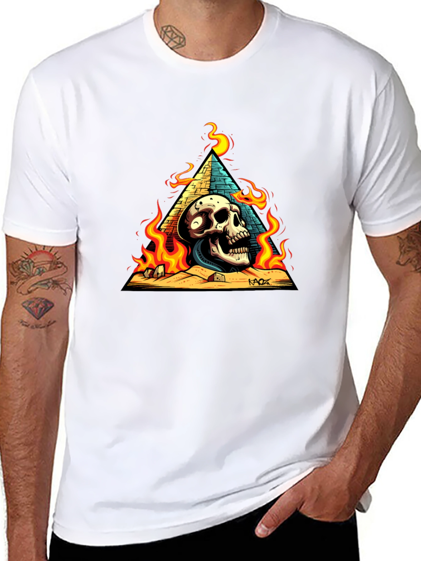 Black Skull Pyramid Graphic Tee - Men's Black T-Shirt view 8