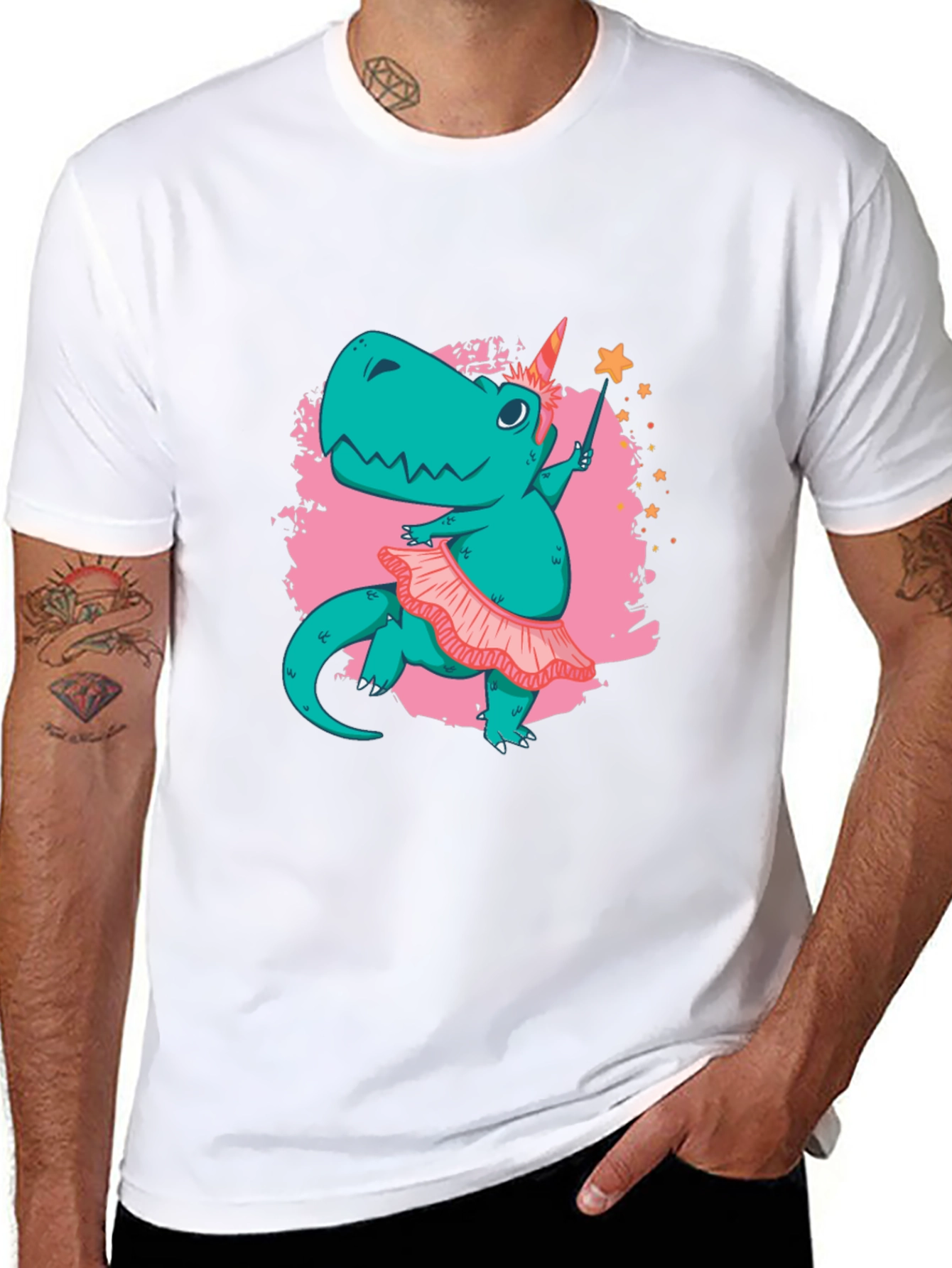 Black Dino Unicorn T-Shirt - Magical Ballerina Design view 8