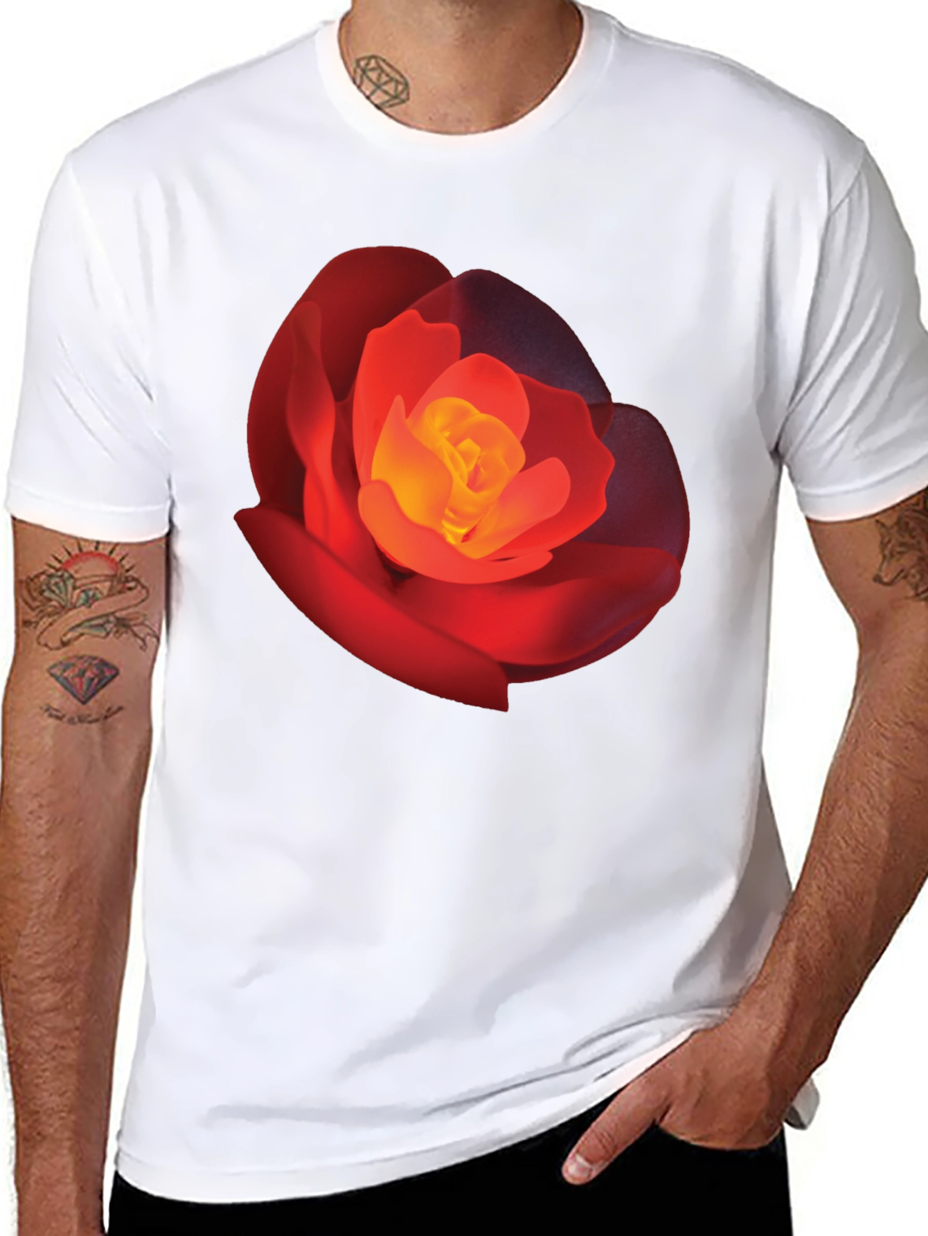 Black Bold Rose Graphic Tee - Stylish Floral T-Shirt view 8