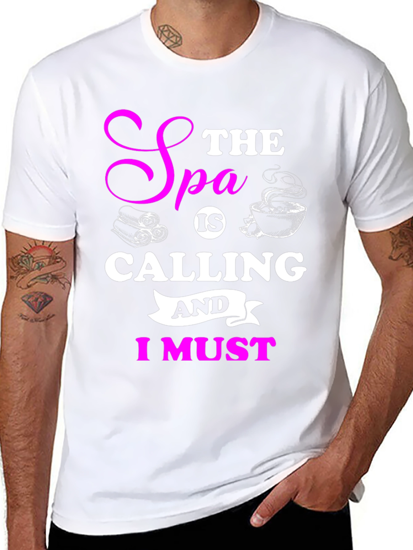 Black Spa Calling Black T-Shirt - Relax & Unwind! view 8