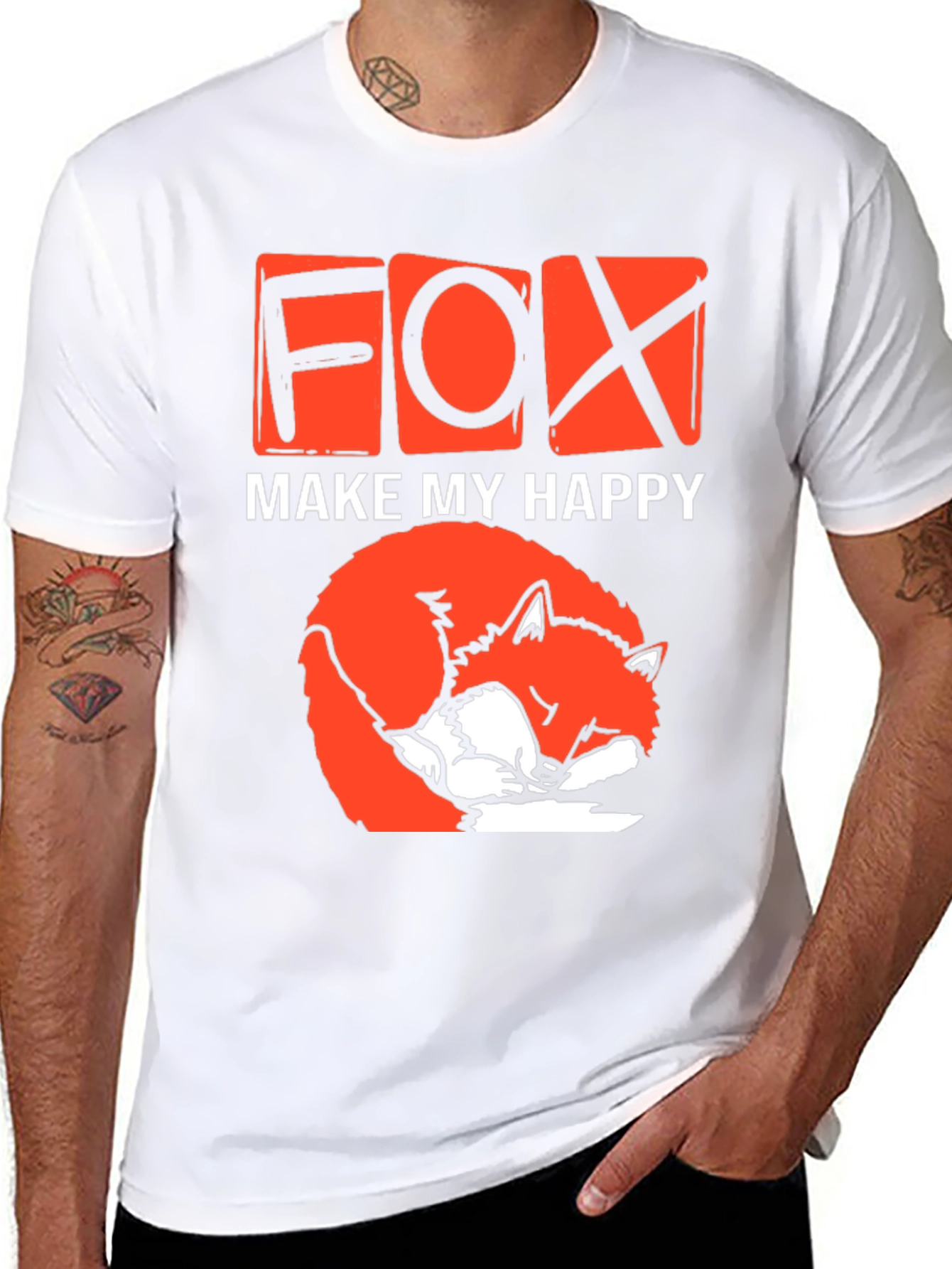 Black Cute Fox Make My Happy Graphic T-Shirt view 8
