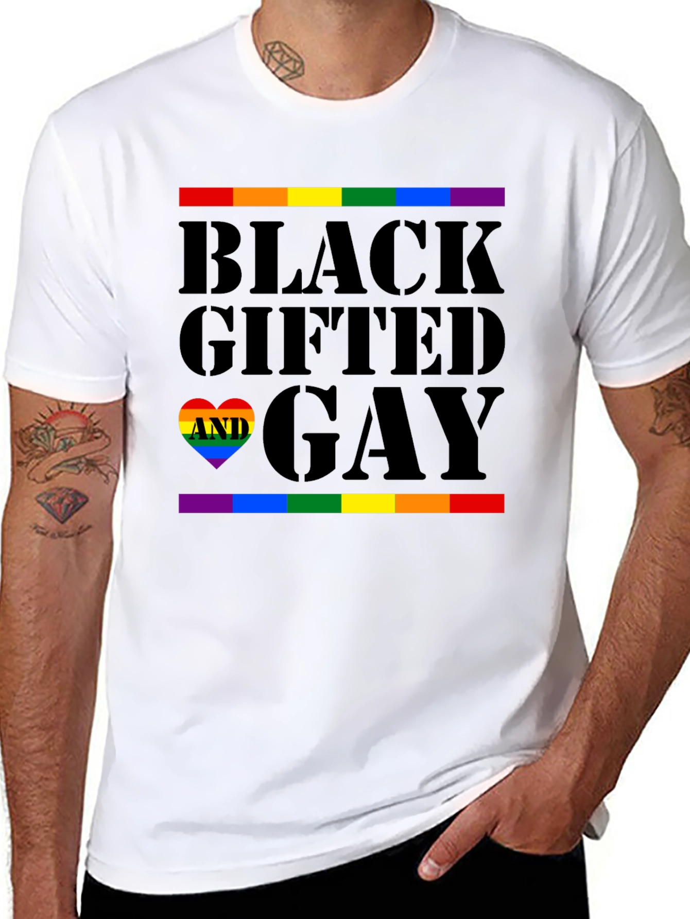 Black Black Gifted and Gay Pride T-Shirt view 8