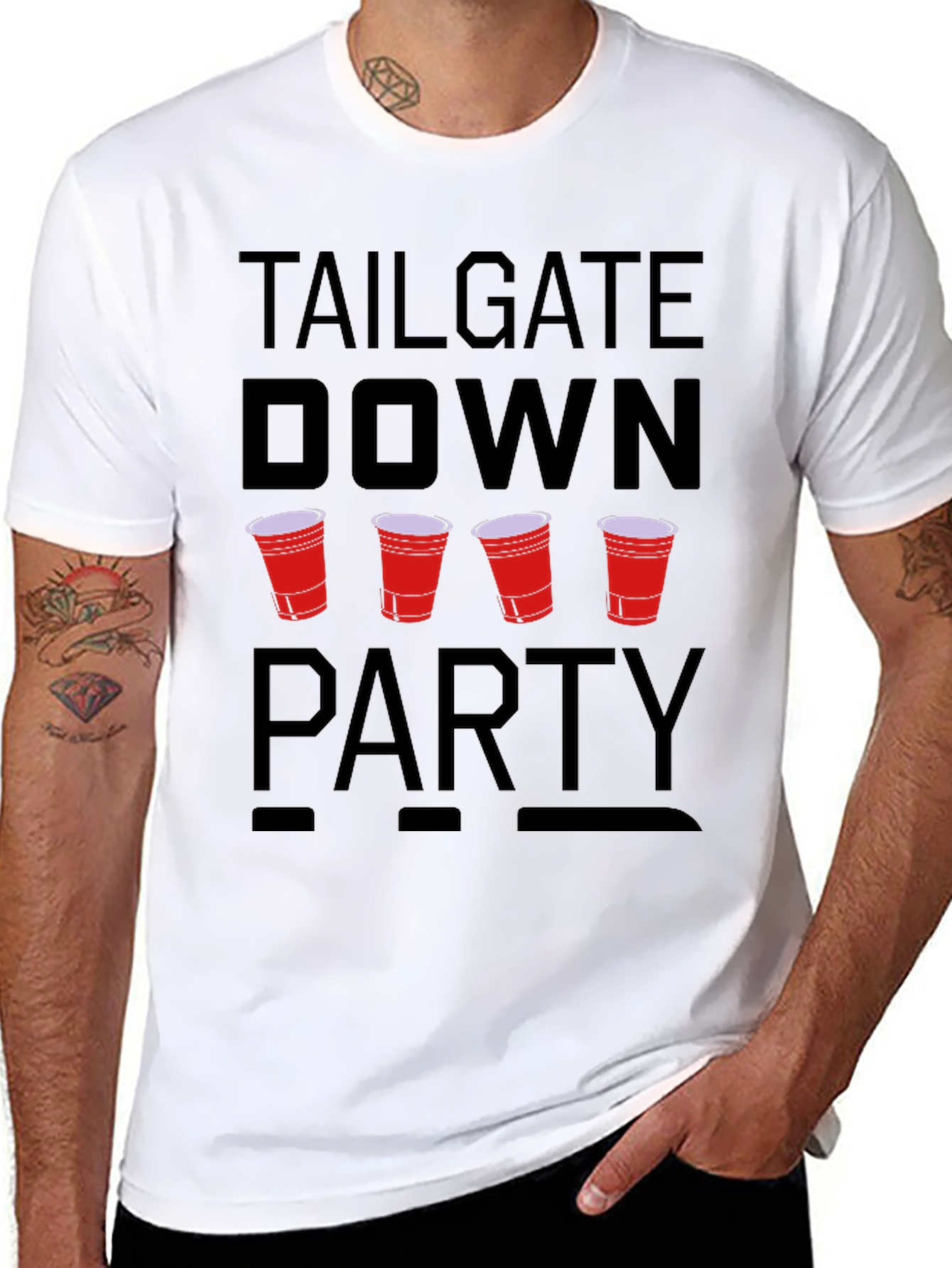 Black Tailgate Down Party Graphic Tee view 8