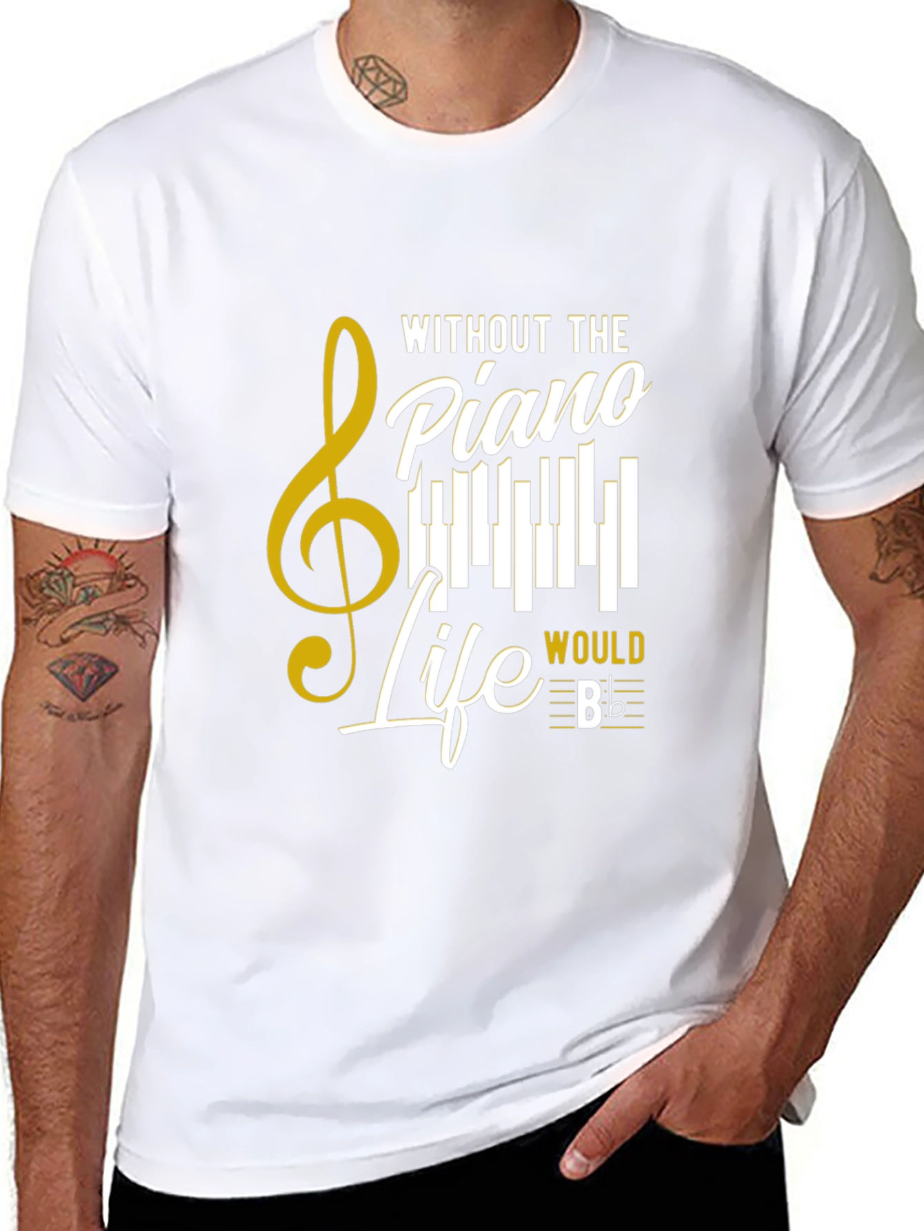 Black Piano Life T-Shirt - Music Lover Tee view 8