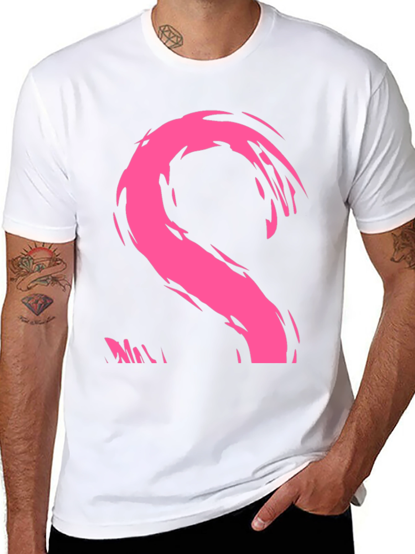 Black Modern Pink Brushstroke Graphic Black T-Shirt view 8