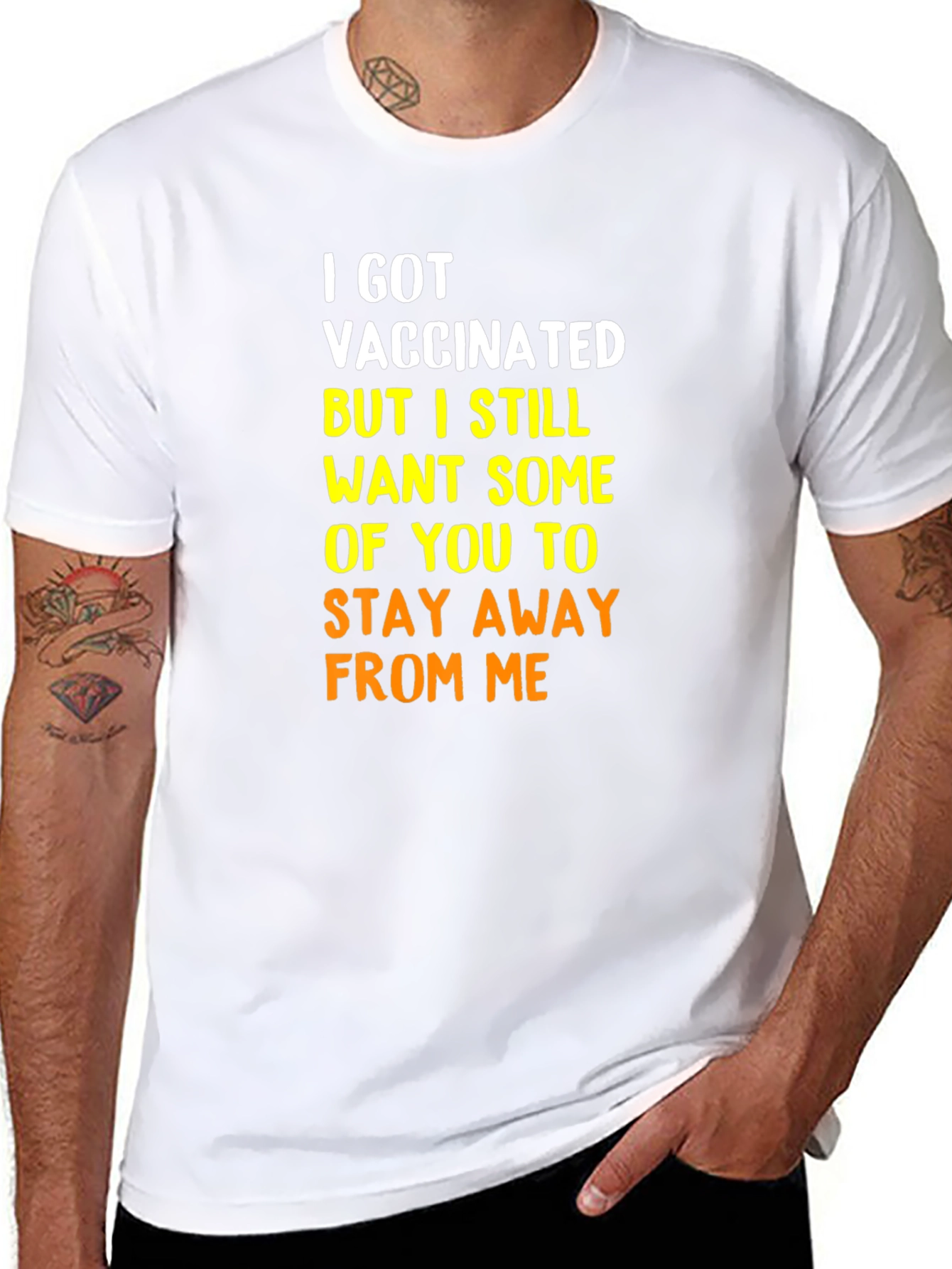 Black Vaccinated Humor Tee - Stay Away Shirt view 8
