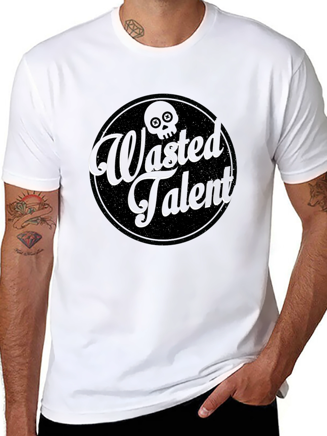 Black Wasted Talent Graphic Tee - Black Crew Neck view 8
