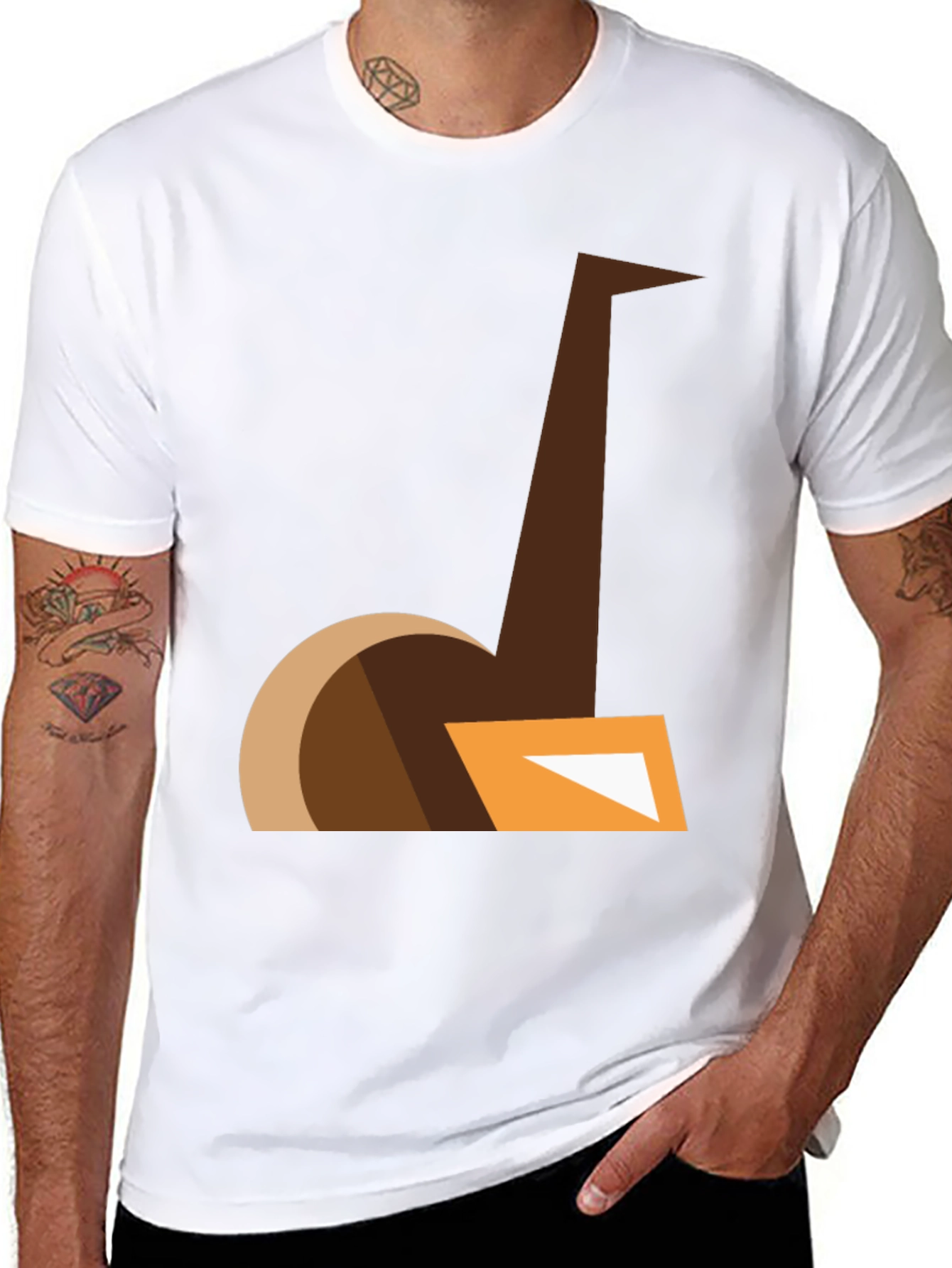 Black Abstract Ostrich Graphic Tee - Modern Casual Style view 8