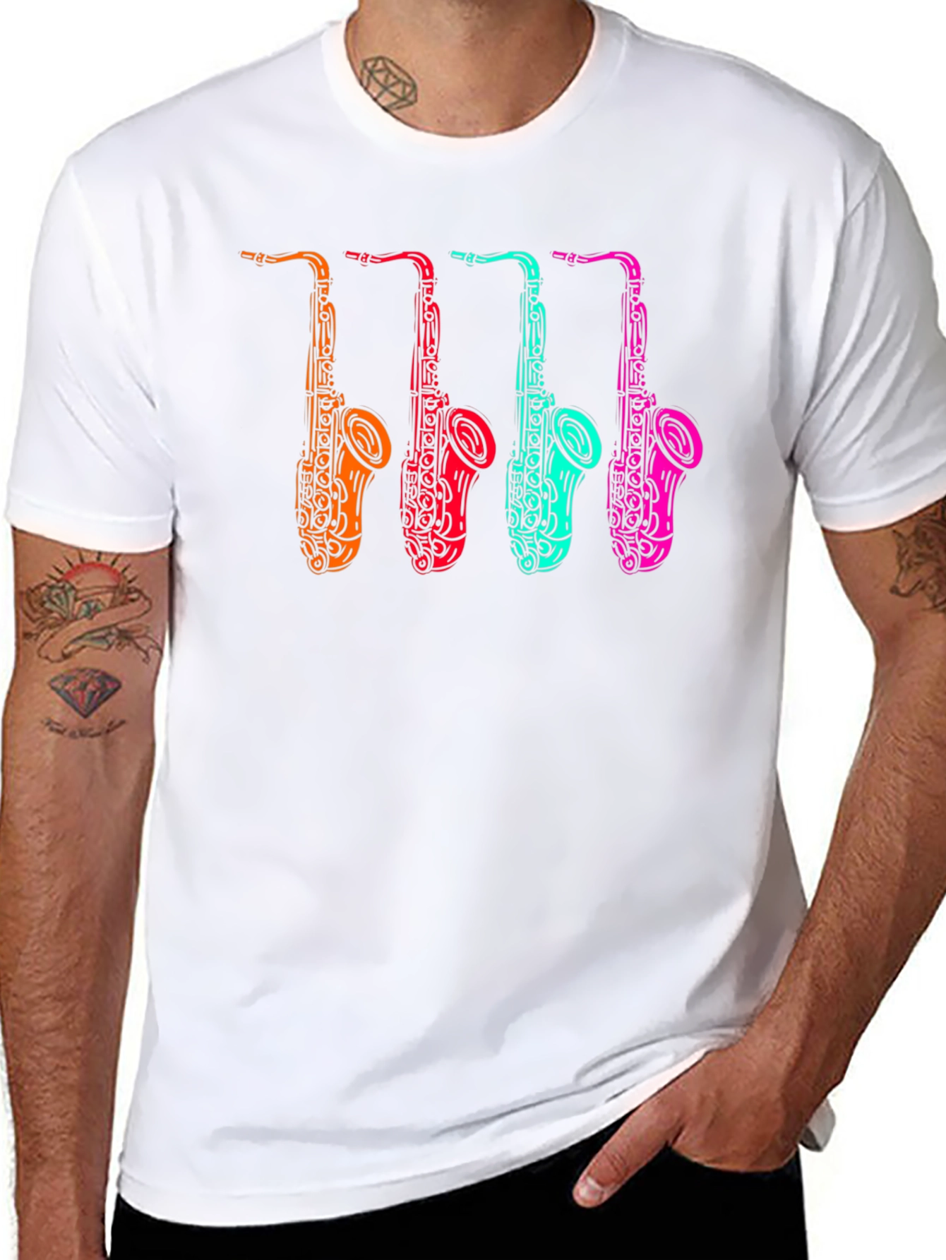 Black Cool Saxophone Graphic Tee - Musician Style view 8
