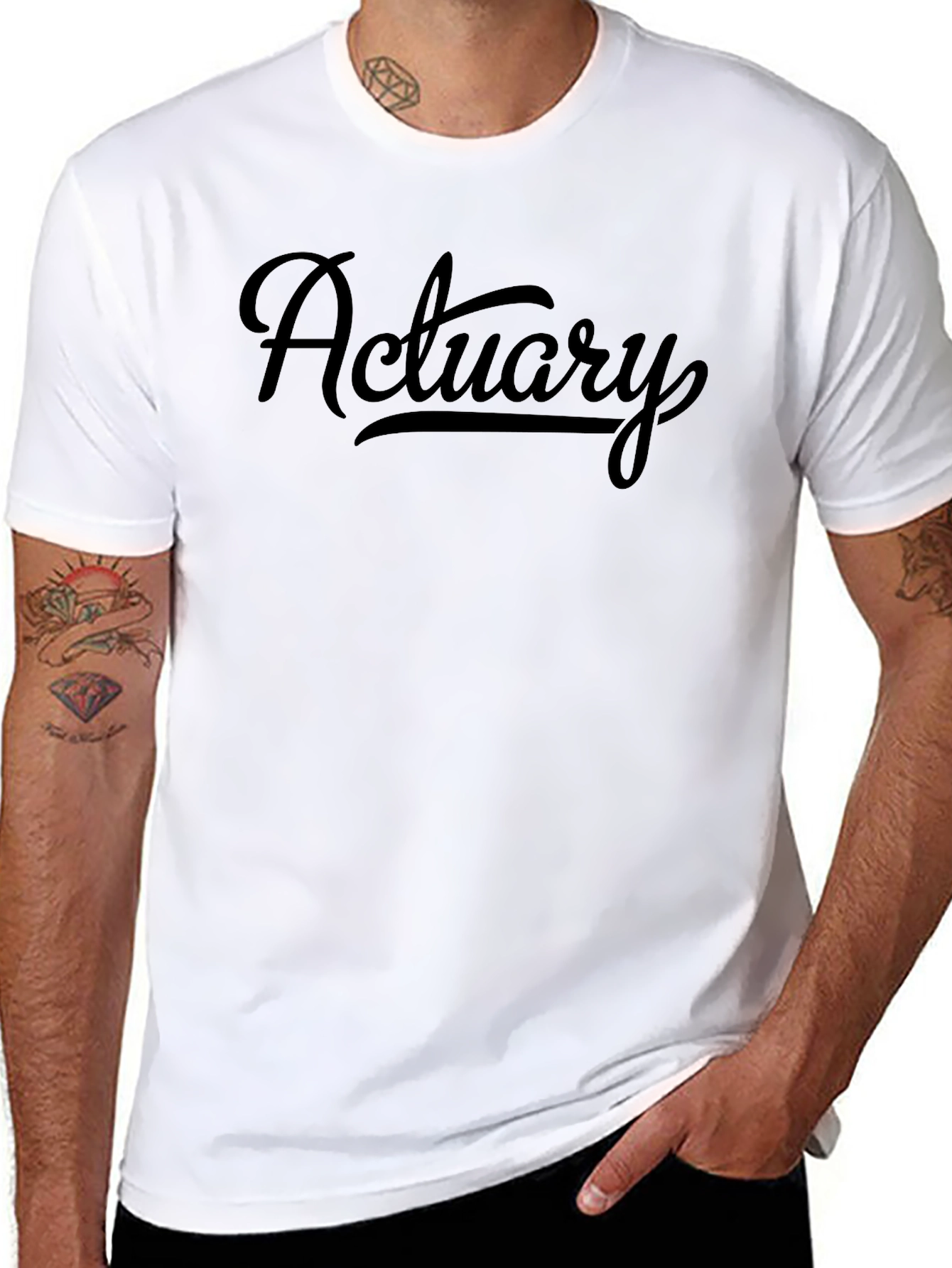 Black Actuary Script Style Black T-Shirt view 8