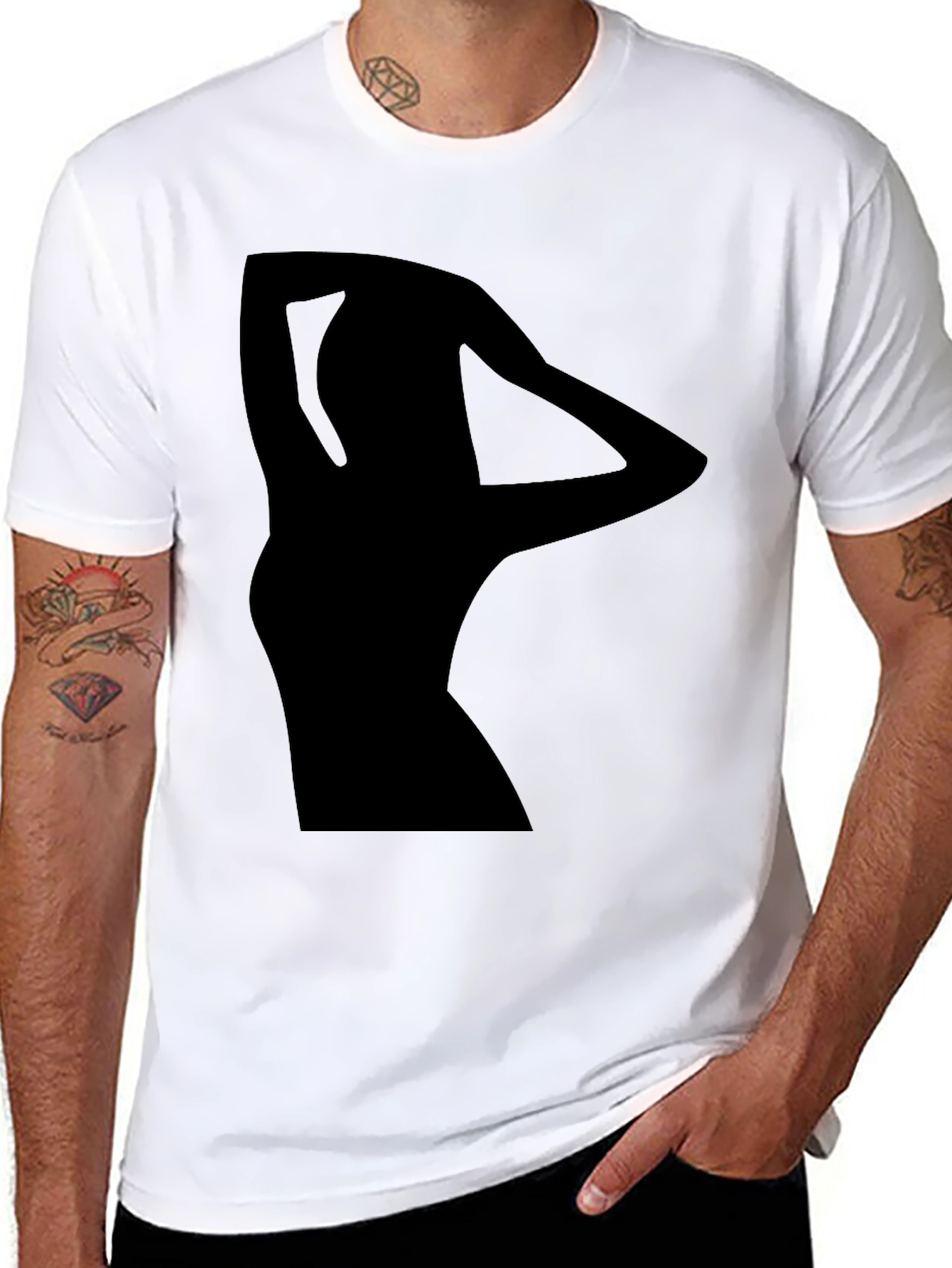 Black Silhouette Graphic Black T-Shirt view 8