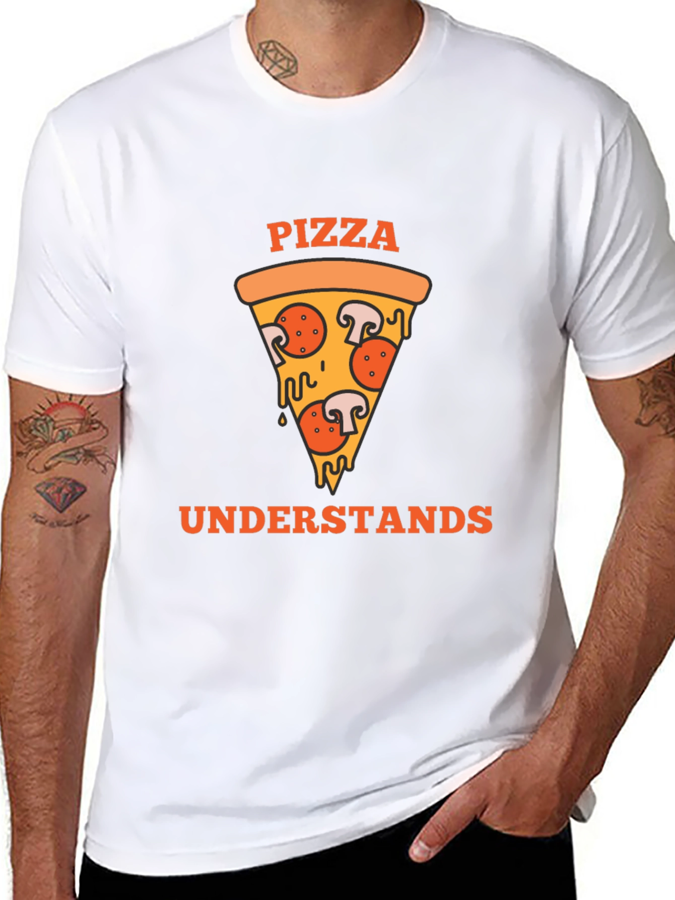Black Pizza Understands Graphic Tee - Black Cotton Shirt view 8