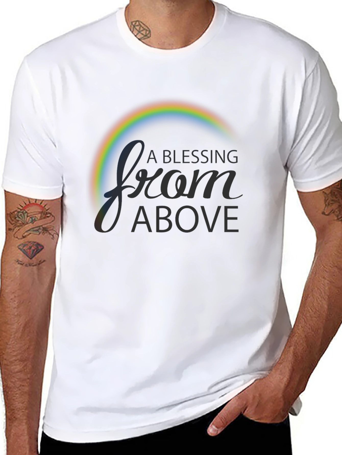 Black A Blessing From Above Rainbow Graphic T-Shirt view 8