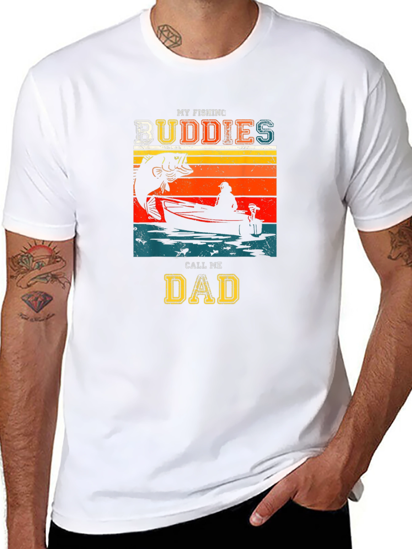 Black My Fishing Buddies Call Me Dad Black T-Shirt view 8