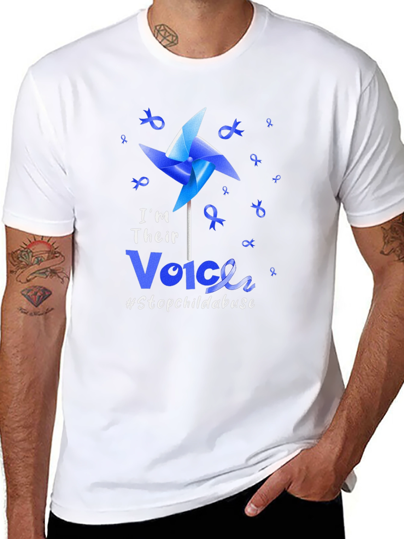 I'm Their Voice Stop Child Abuse Awareness T-Shirt - 8