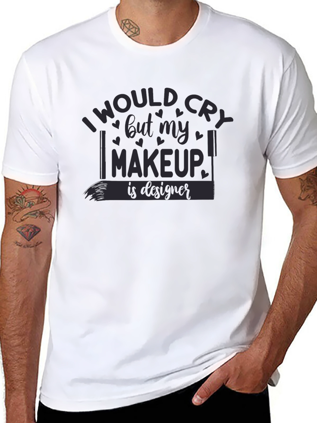 Black Designer Makeup Graphic Tee - Black view 8