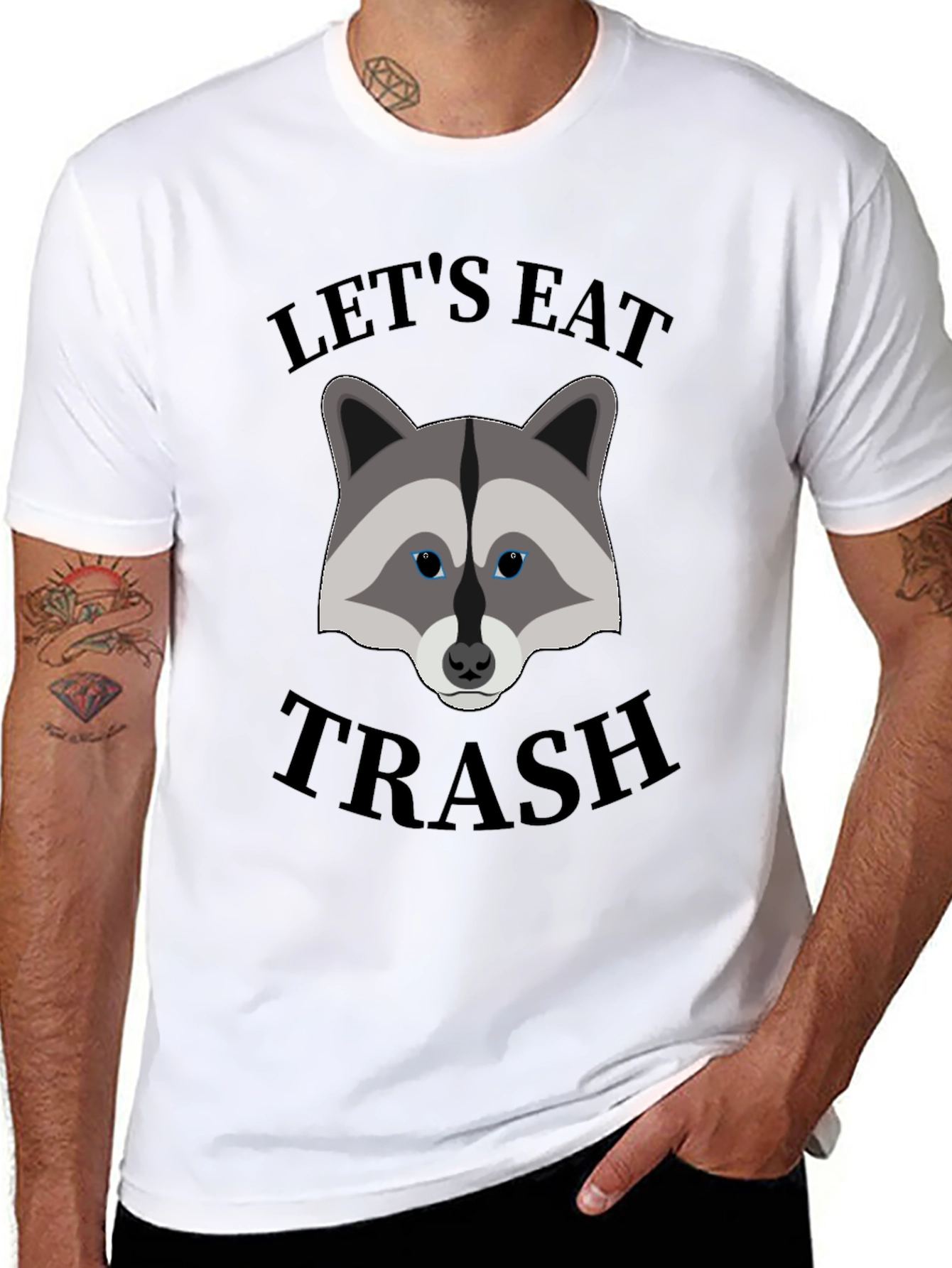 Black Let's Eat Trash Raccoon Graphic T-Shirt view 8
