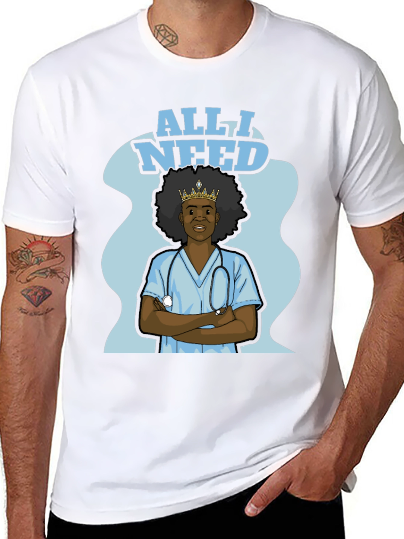 Black All I Need Nurse T-Shirt - Black view 8
