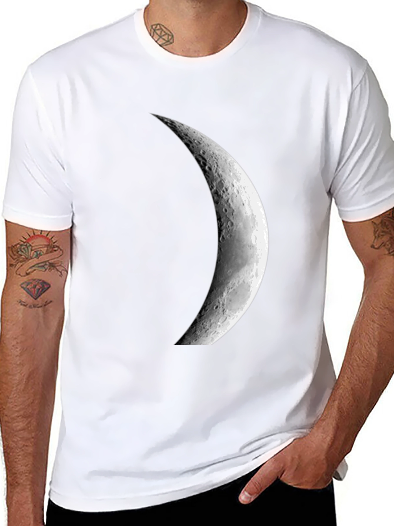 Black Crescent Moon Graphic Black T-Shirt view 8
