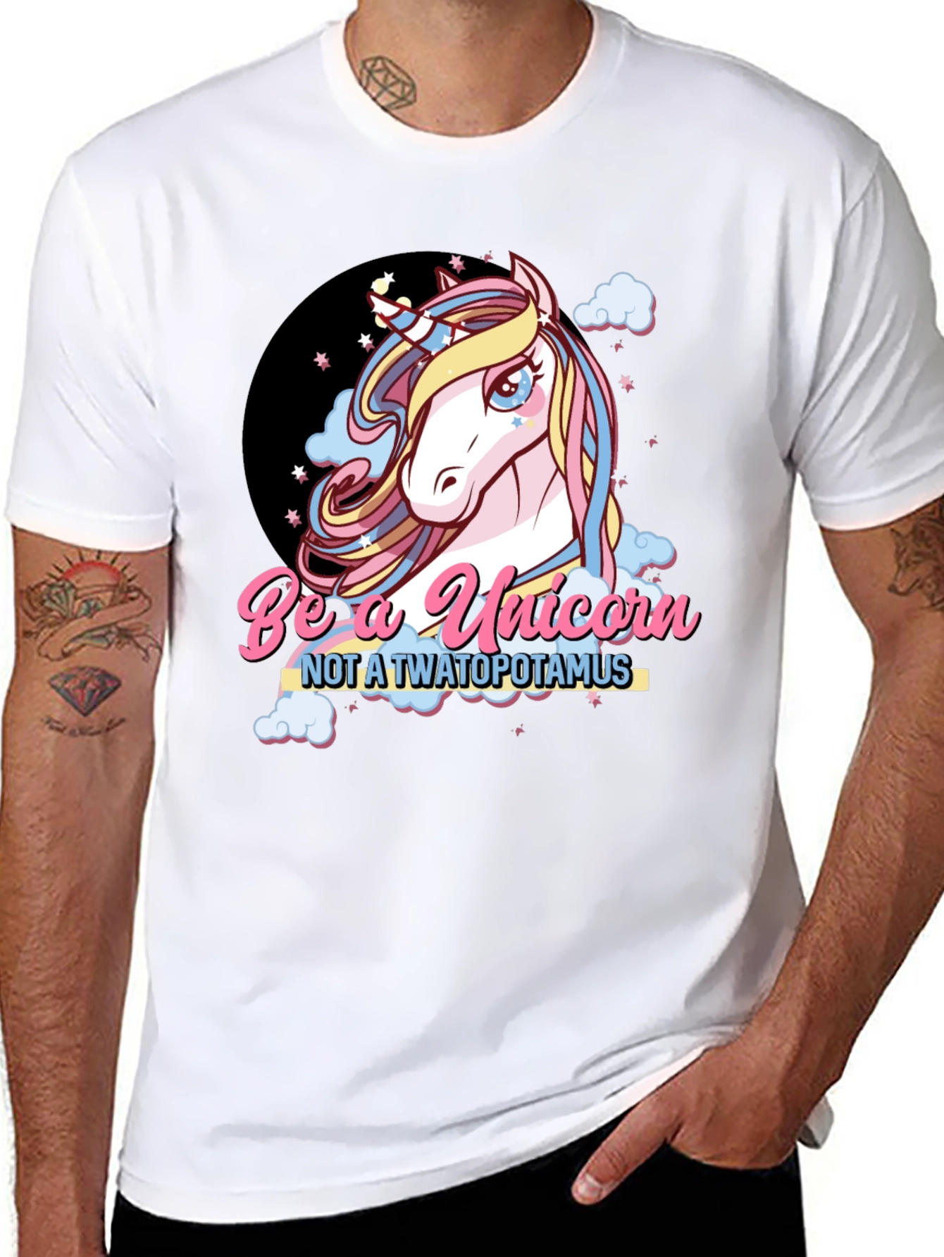 Black Be A Unicorn Graphic Tee - Men's Black T-Shirt view 8