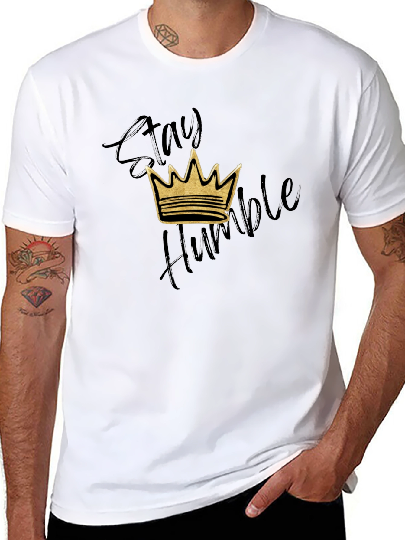 Black Stay Humble Crown Graphic T-Shirt - Black view 8
