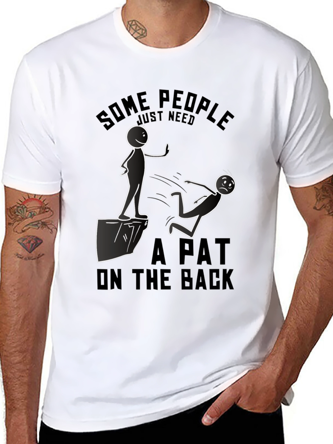 Black Funny "Pat on the Back" Graphic Tee view 8