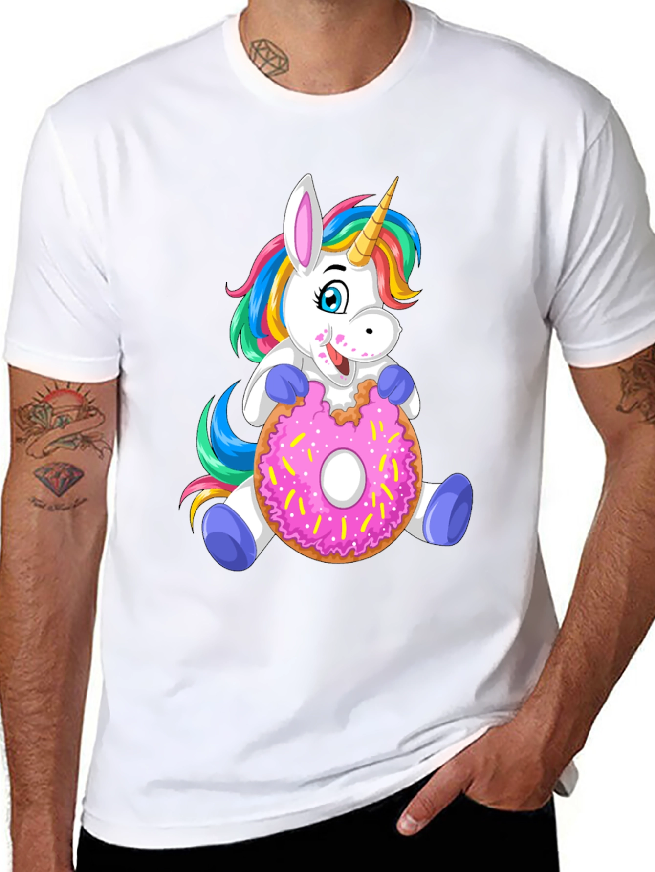 Black Unicorn Donut T-Shirt - Cute Cartoon Tee view 8