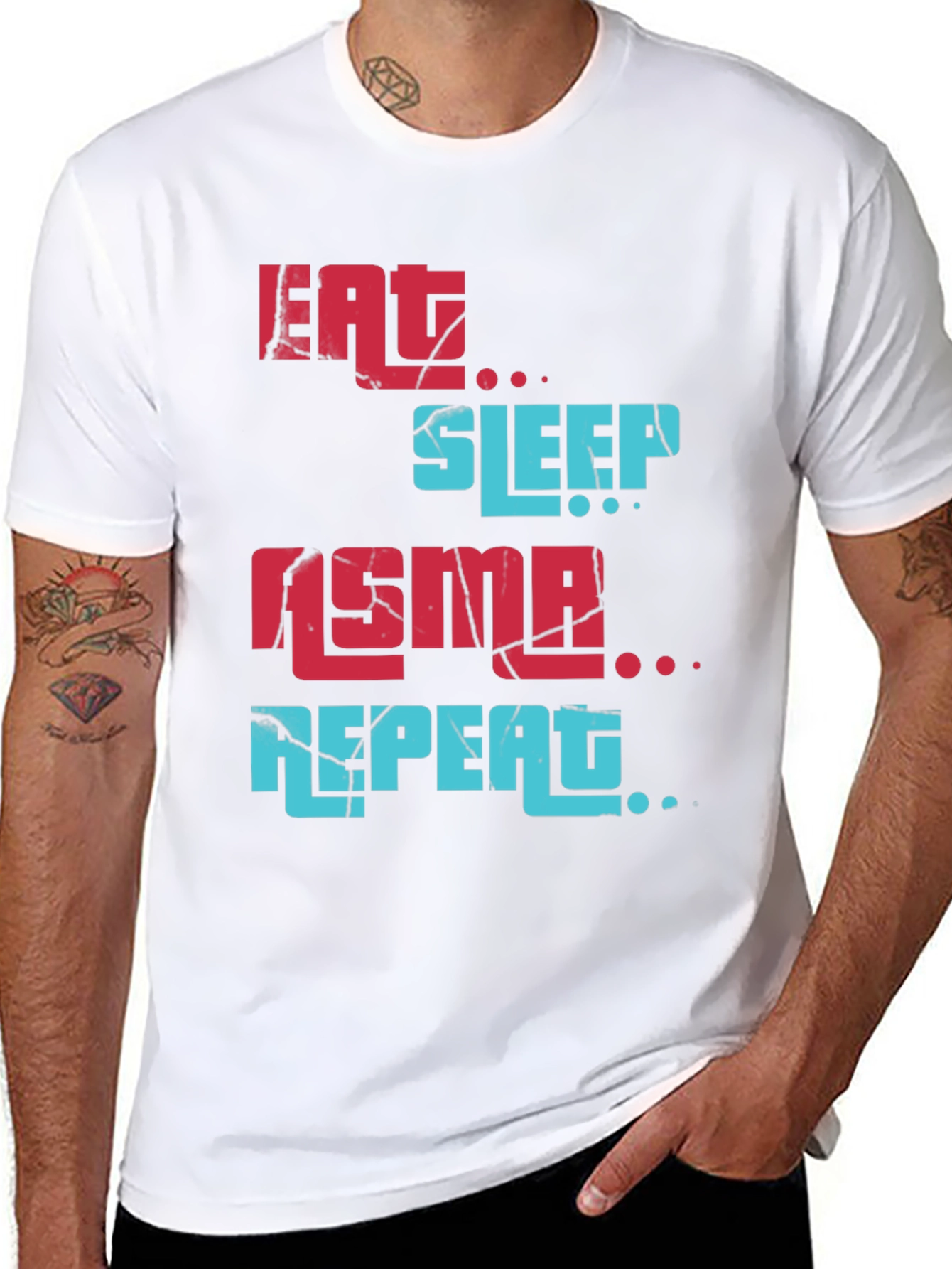 Black Eat Sleep ASMR Repeat Graphic Tee view 8