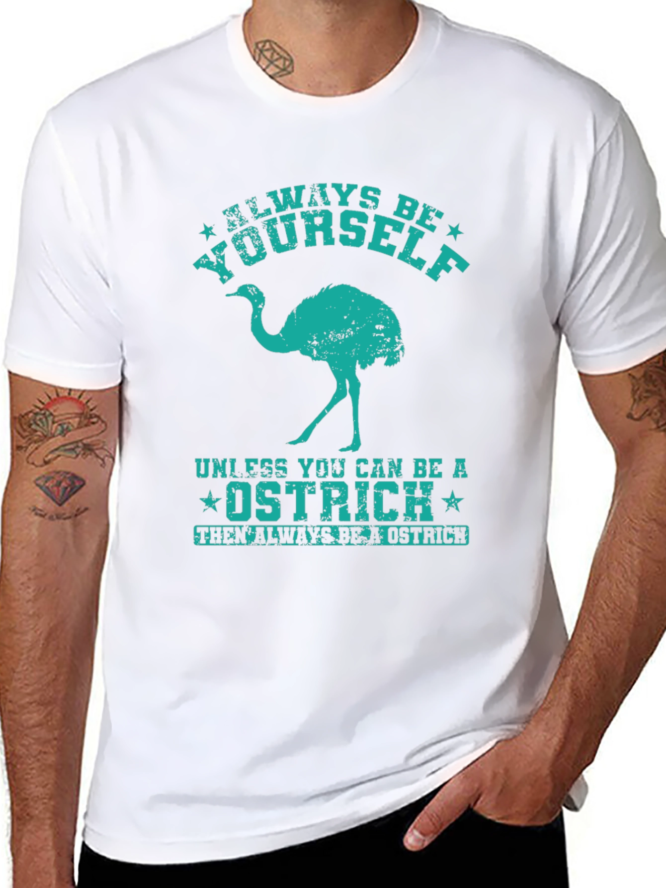 Black Always Be Yourself Ostrich Graphic T-Shirt view 8