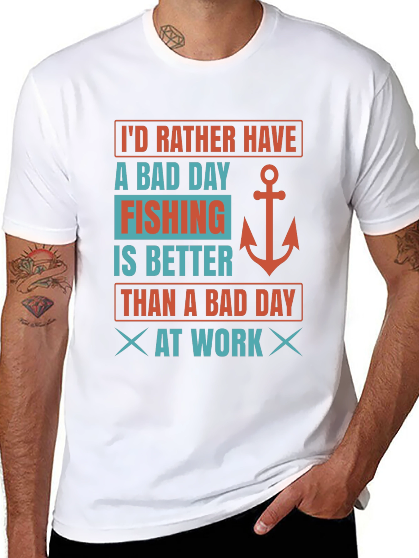 Black Fishing Lover's T-Shirt: Bad Day Fishing Better Than Work view 8