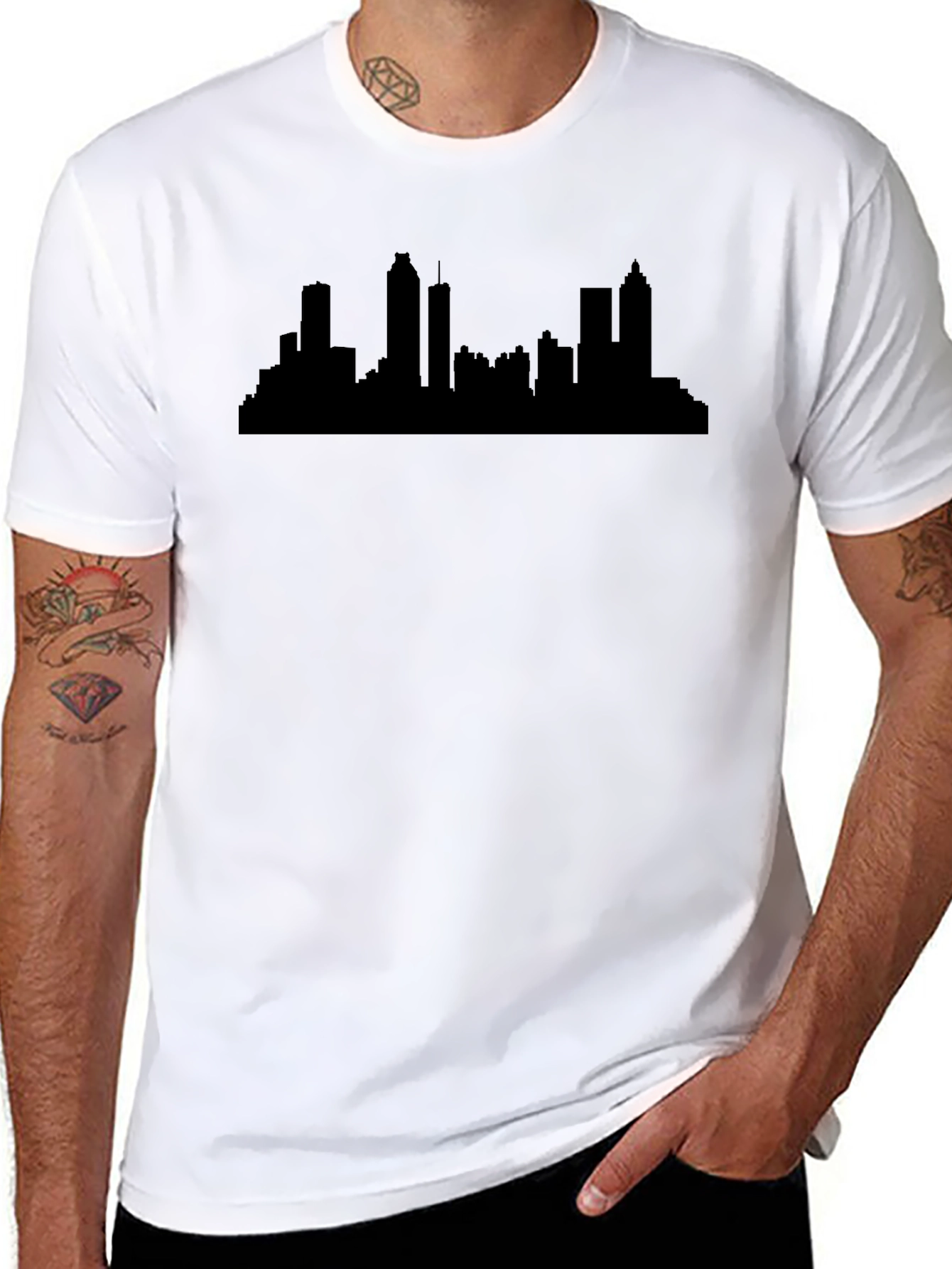 Black Atlanta Skyline Black T-Shirt view 8