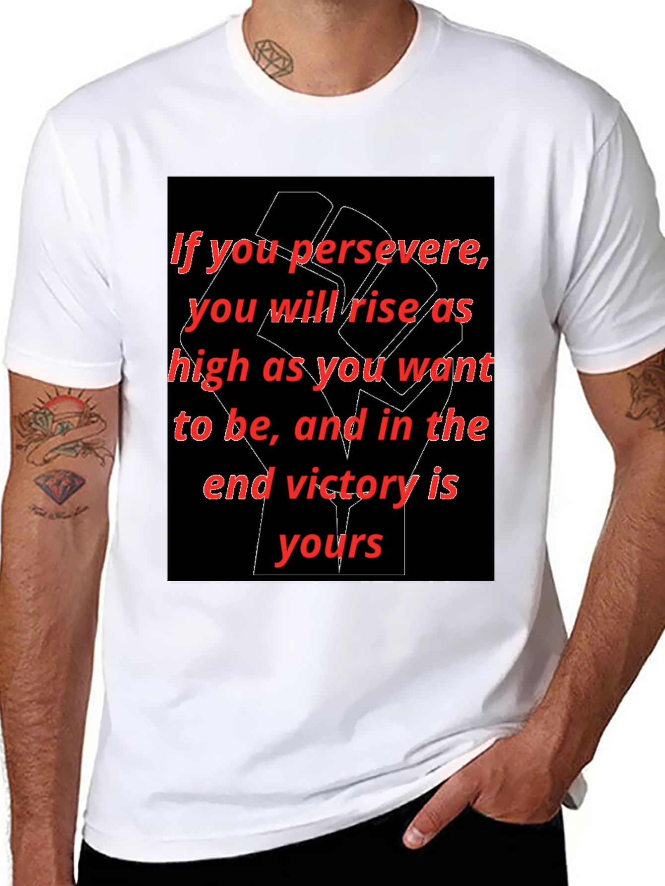 Black Motivational Graphic Tee - 'Persevere' view 8