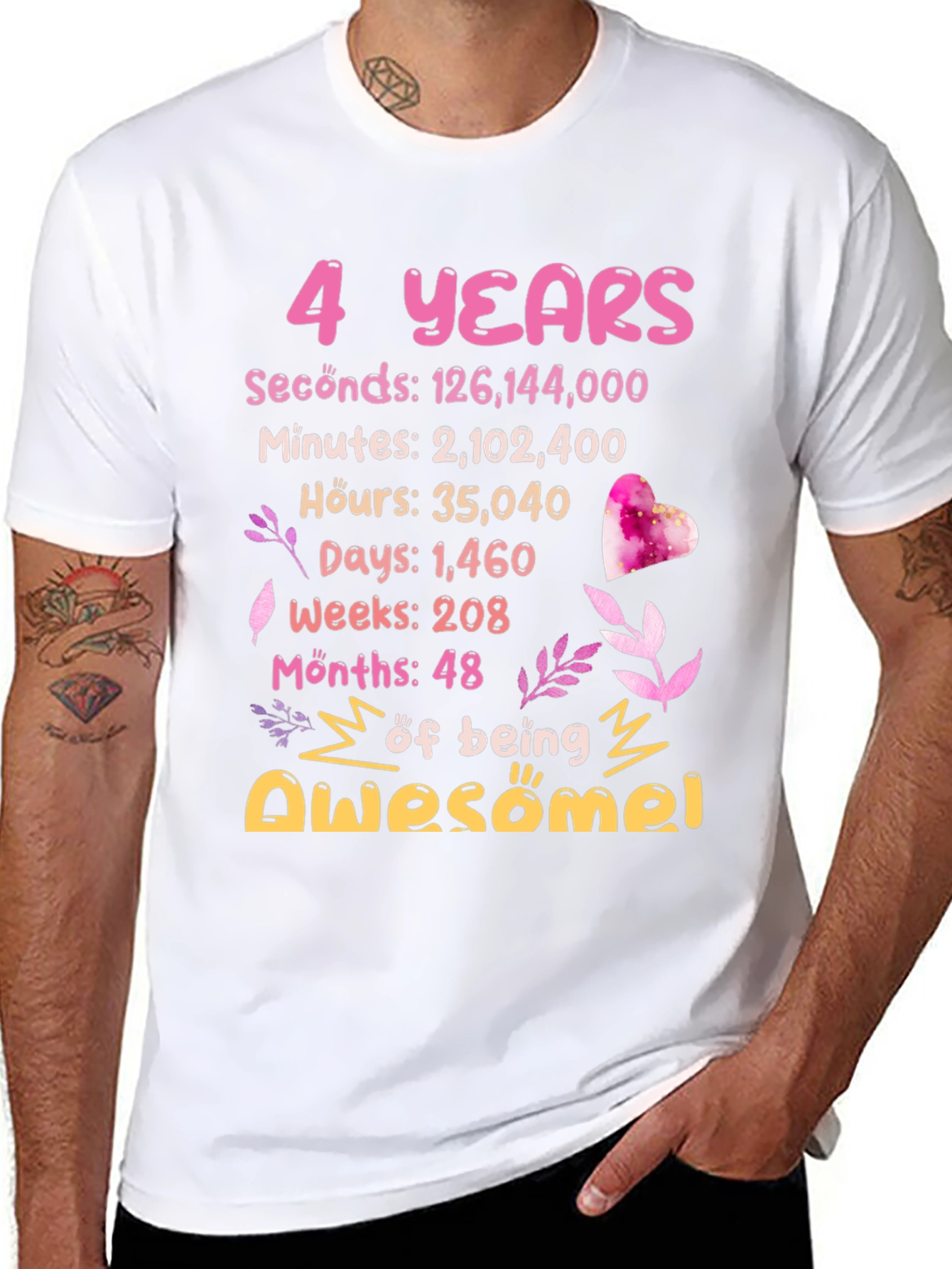 Black 4 Years Awesome T-Shirt view 8