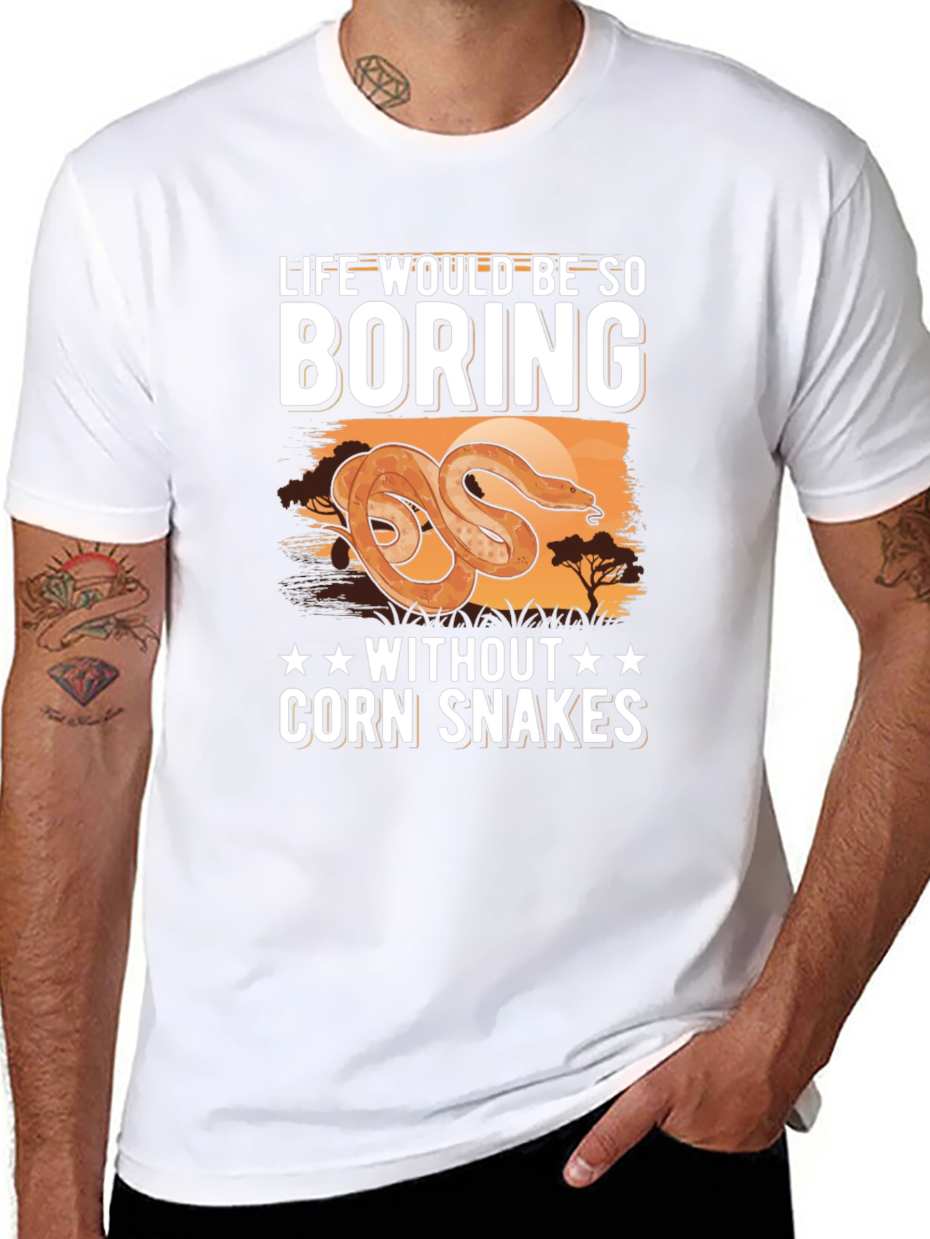 Black Life Would Be Boring Corn Snakes T-Shirt view 8