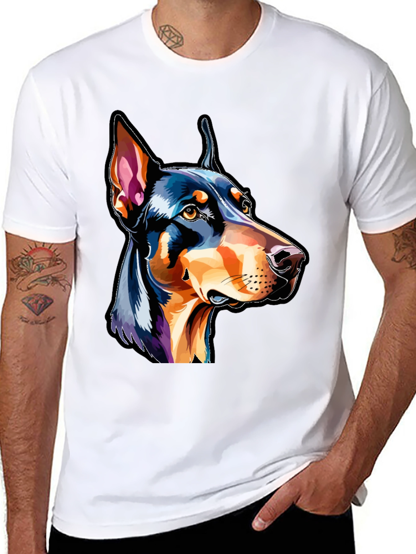 Black Doberman Dog Breed Graphic T-Shirt view 8