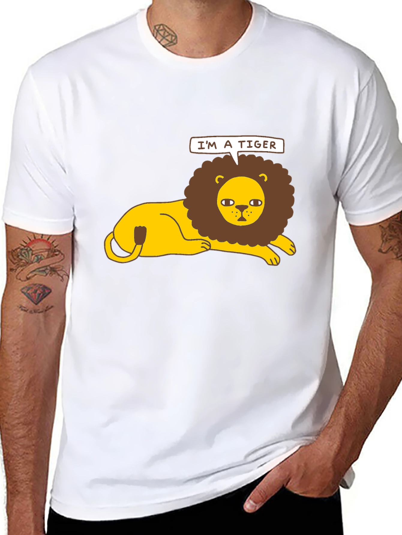 Black I'm a Tiger T-Shirt - Funny Lion Graphic Tee view 8