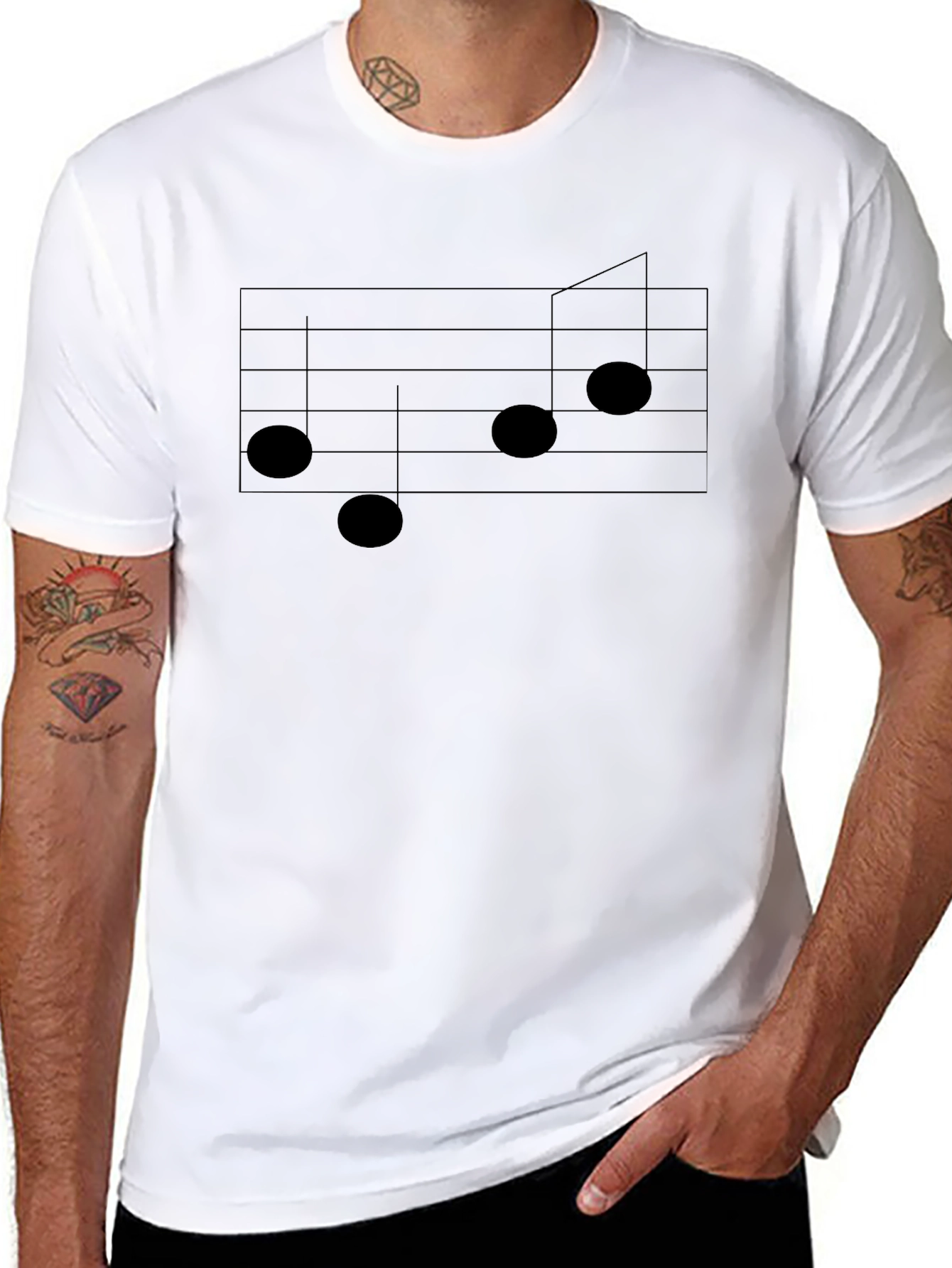 Black Music Note Staff Graphic Black T-Shirt view 8