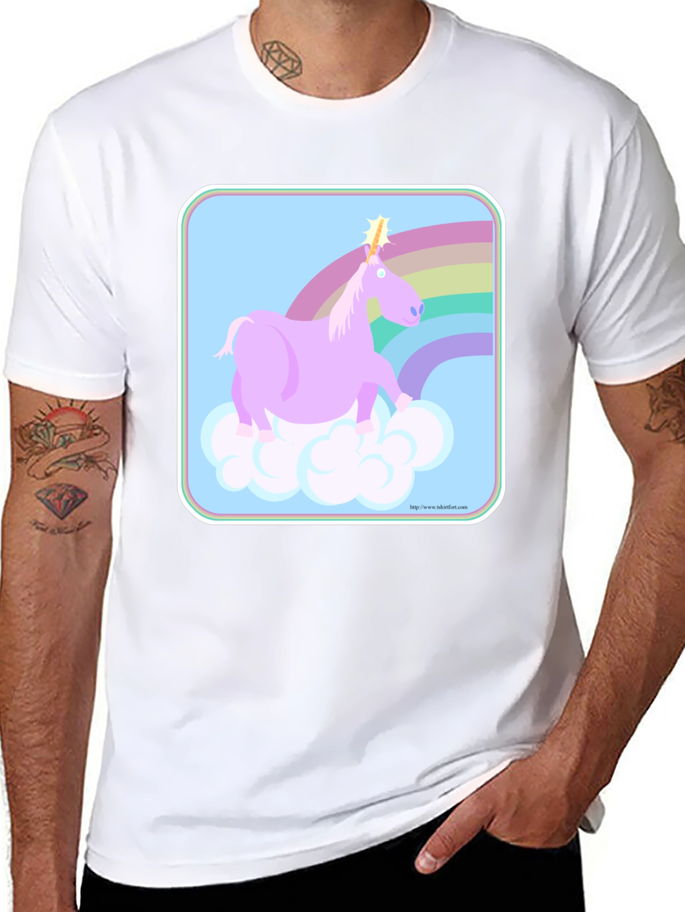 Black Unicorn Rainbow Graphic Tee - Black Cotton Comfort view 8