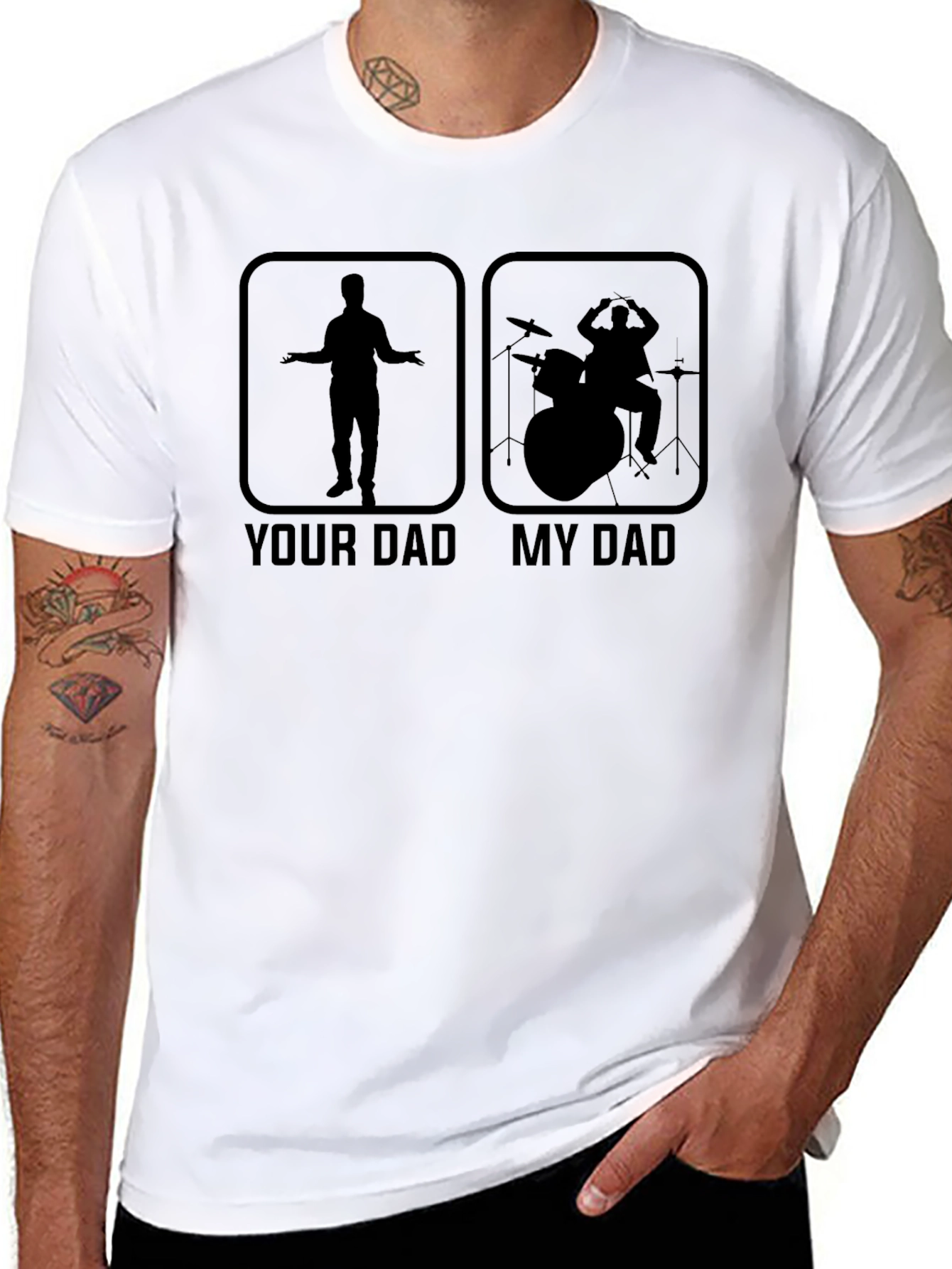 Black Your Dad My Dad Drummer T-Shirt Funny Father's Day Gift view 8