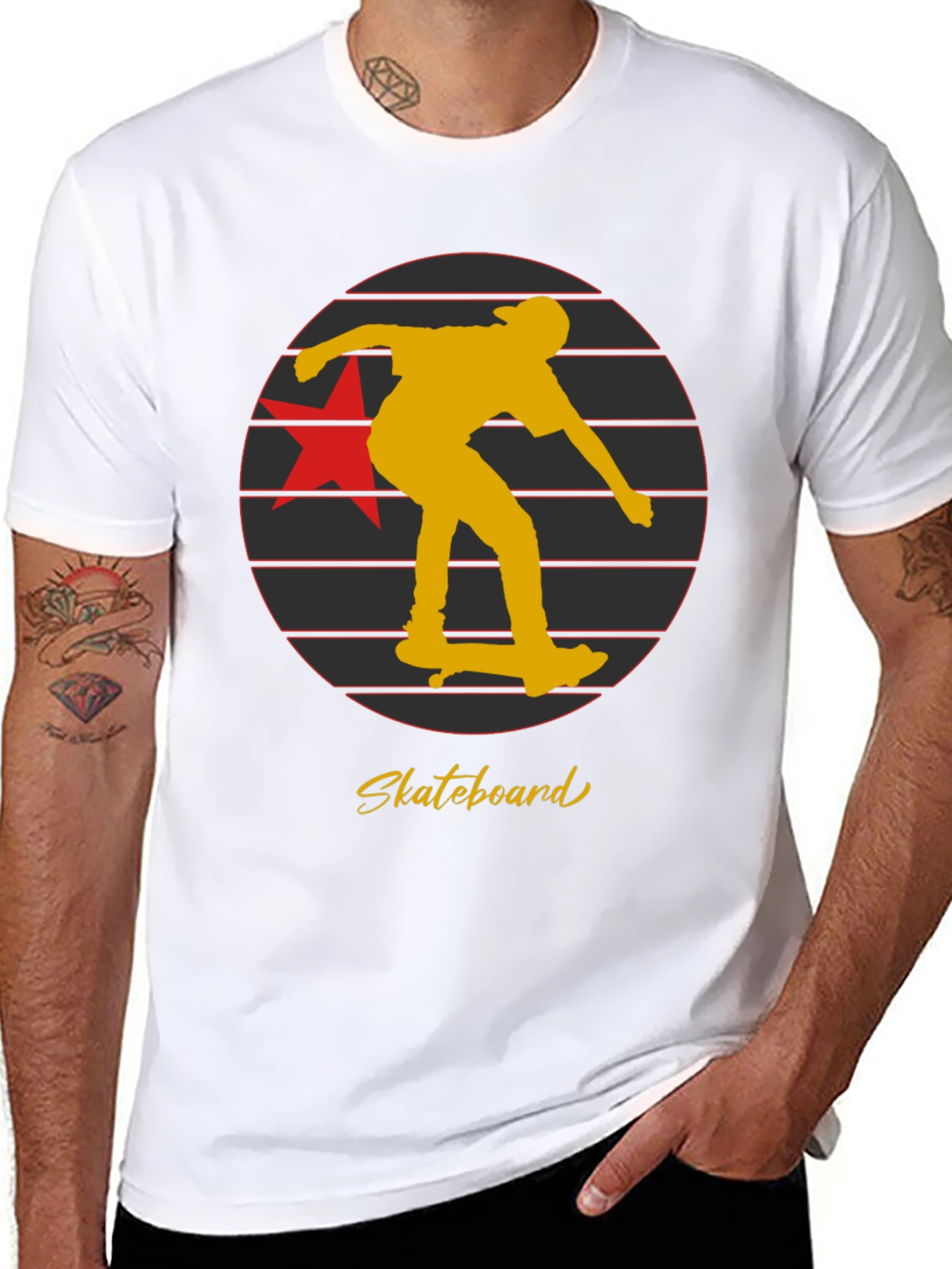 Black Skateboard Retro Graphic T-Shirt view 8