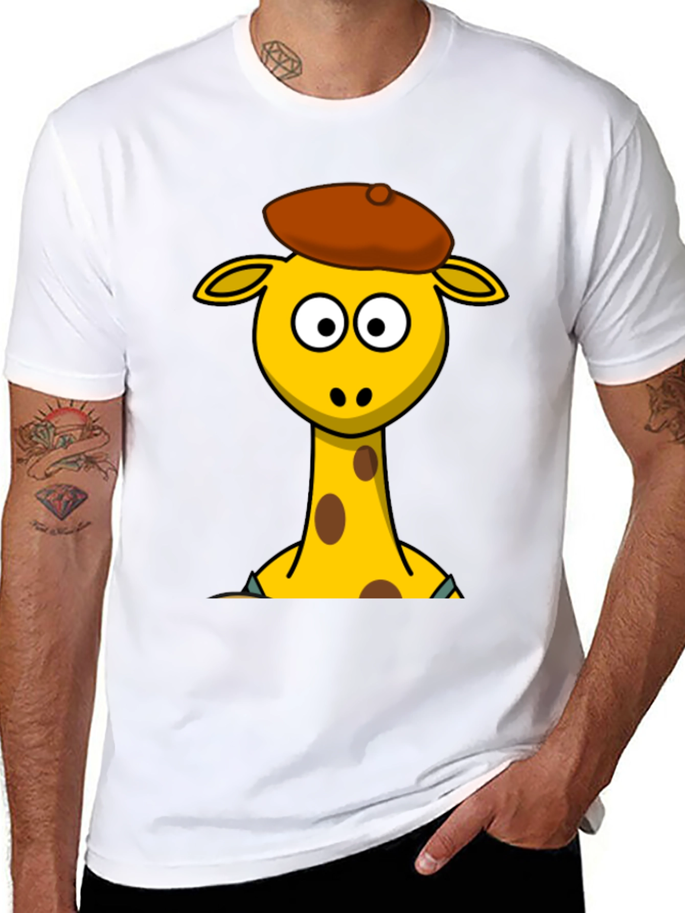Black Cartoon Giraffe T-Shirt - Quirky Graphic Tee view 8