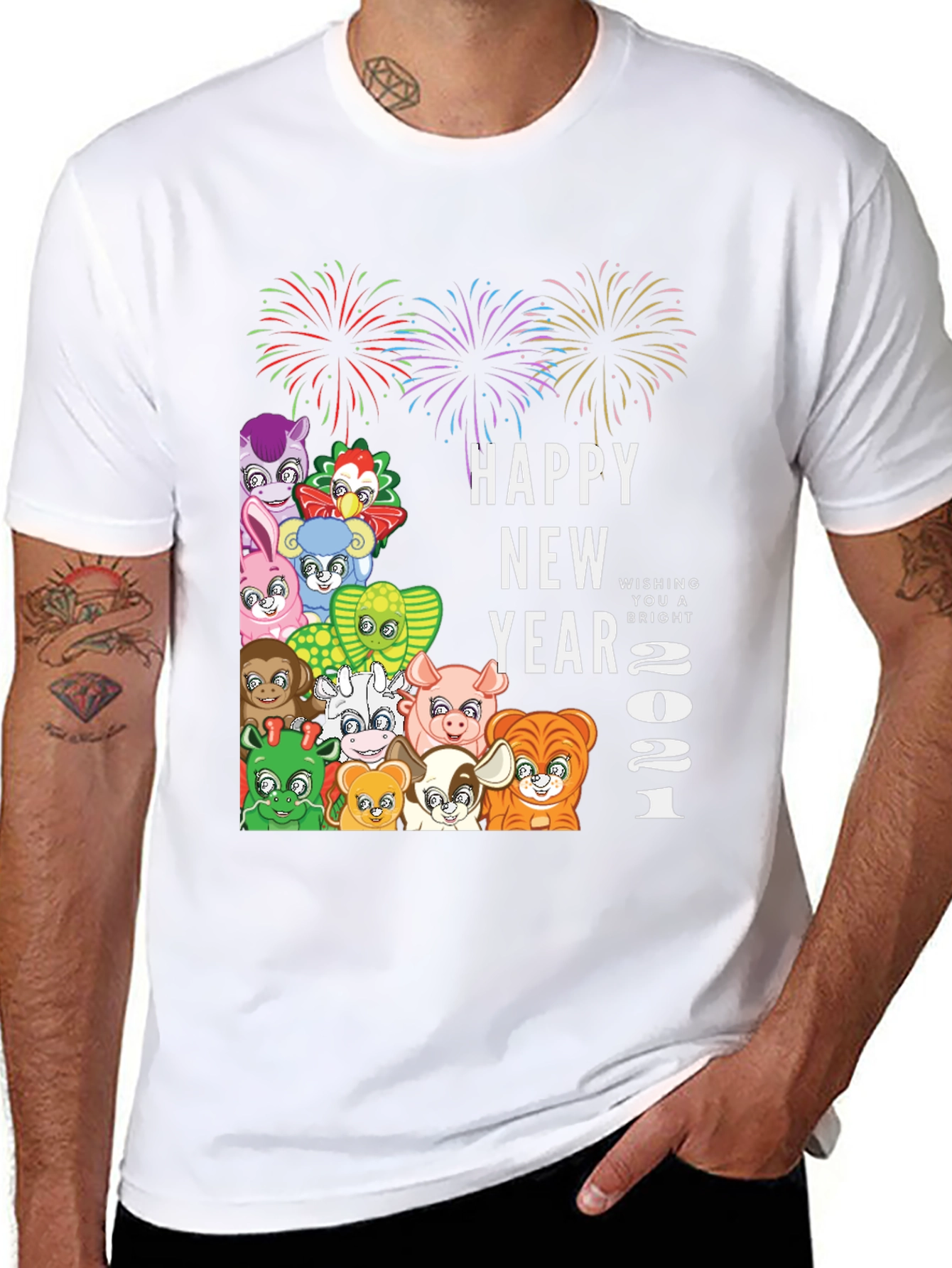 Black Happy New Year 2021 Animals T-Shirt view 8