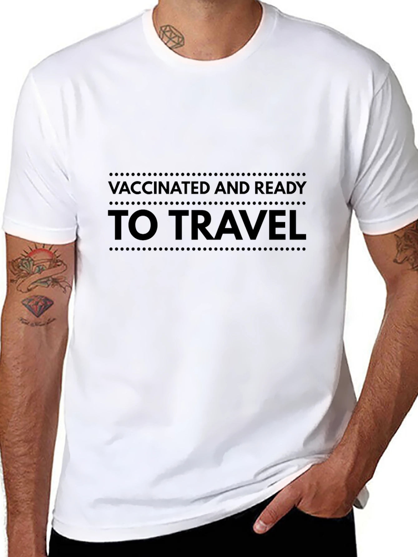 Black Vaccinated and Ready to Travel Black T-Shirt view 8