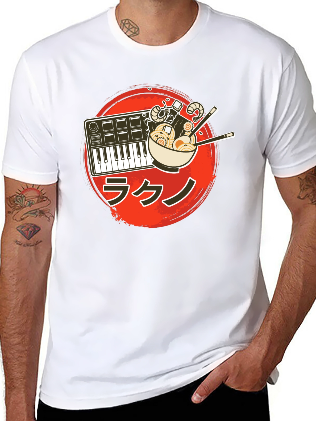 Black Ramen Music T-Shirt - Foodie Musician Tee view 8