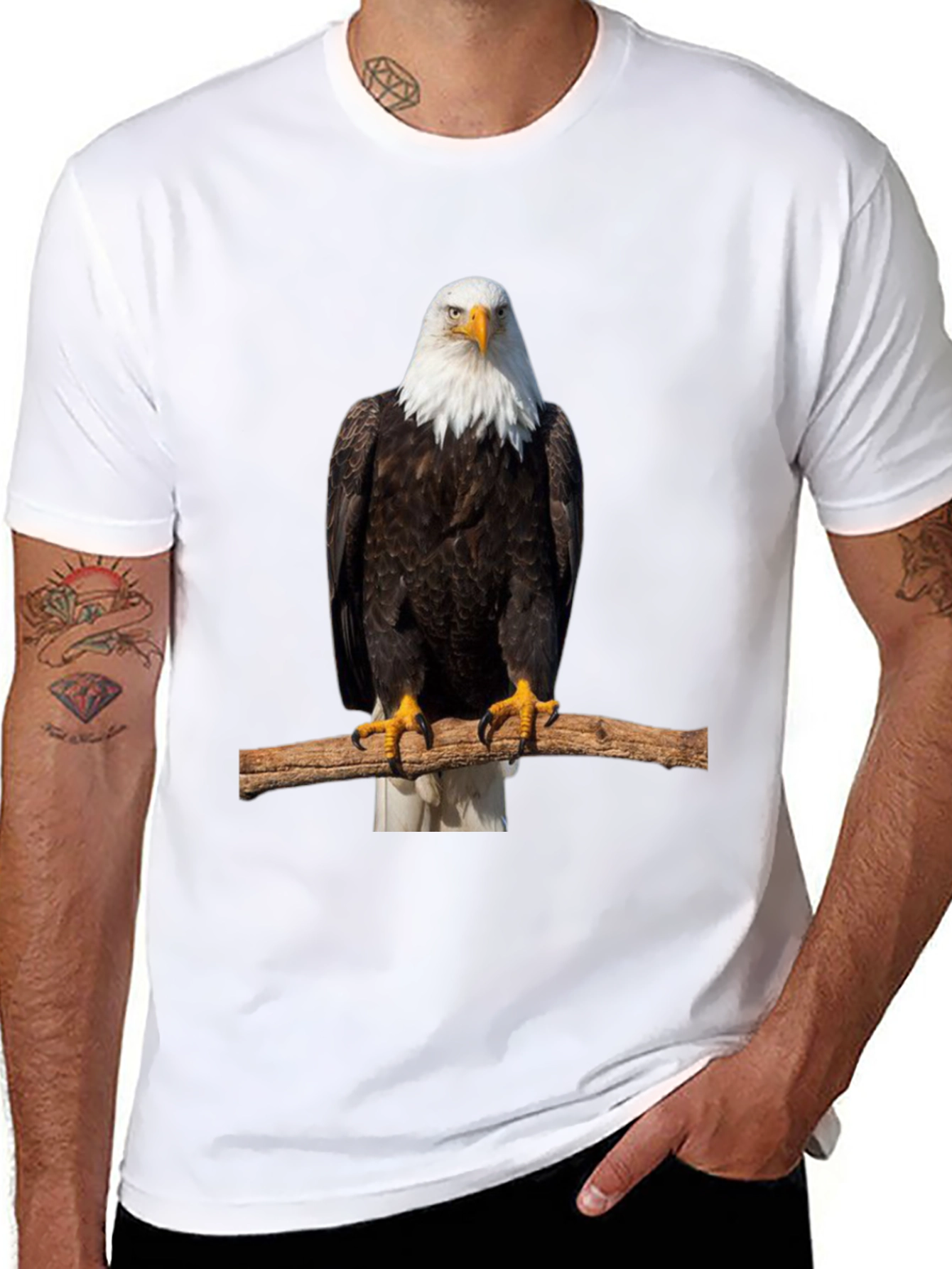 Black Eagle Print Black T-Shirt view 8