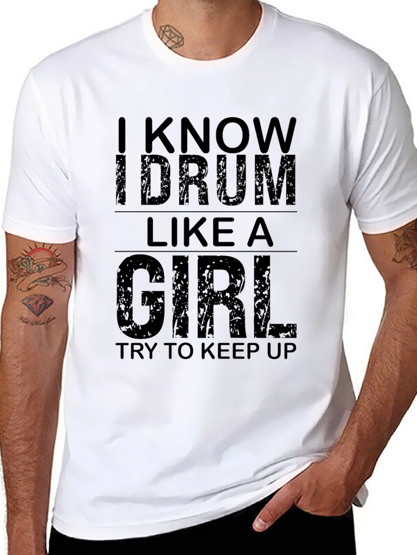 Black I Know I Drum Like A Girl T-Shirt view 8