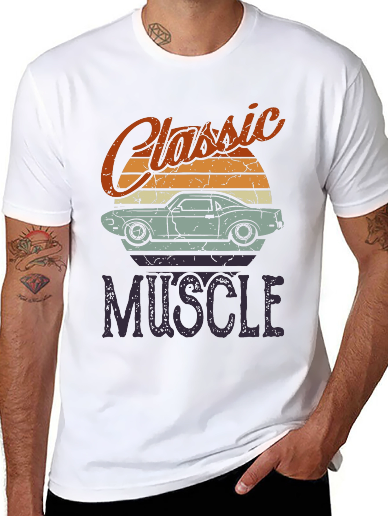 Black Classic Muscle Car Graphic T-Shirt view 8