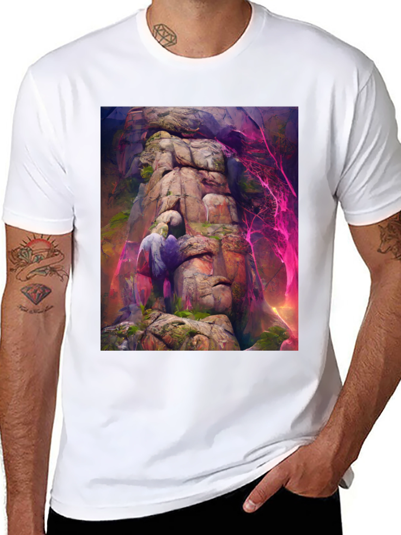 Black Mystical Mountain T-Shirt - Fantasy Art Tee view 8