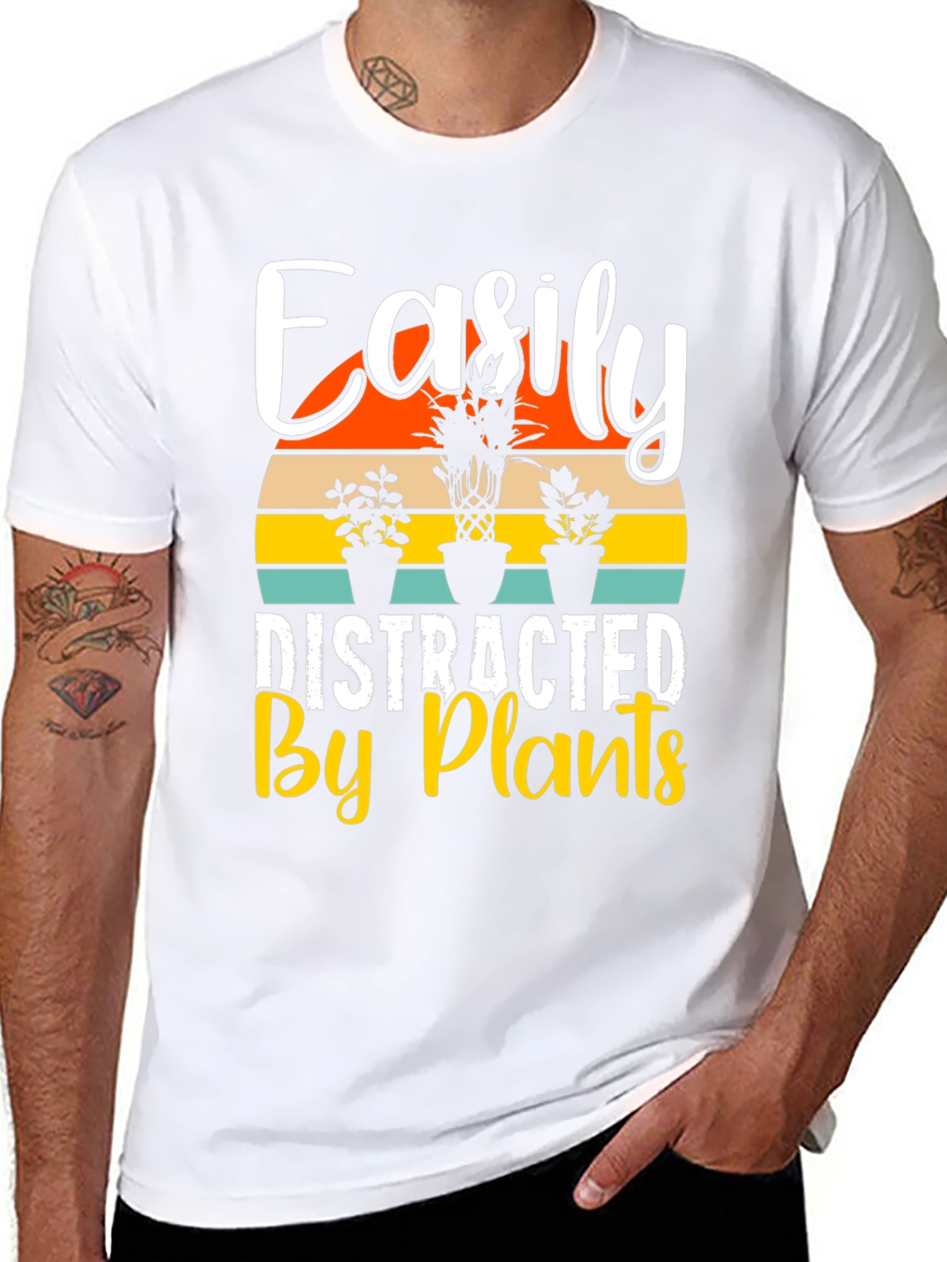 Black Easily Distracted By Plants Graphic T-Shirt view 8